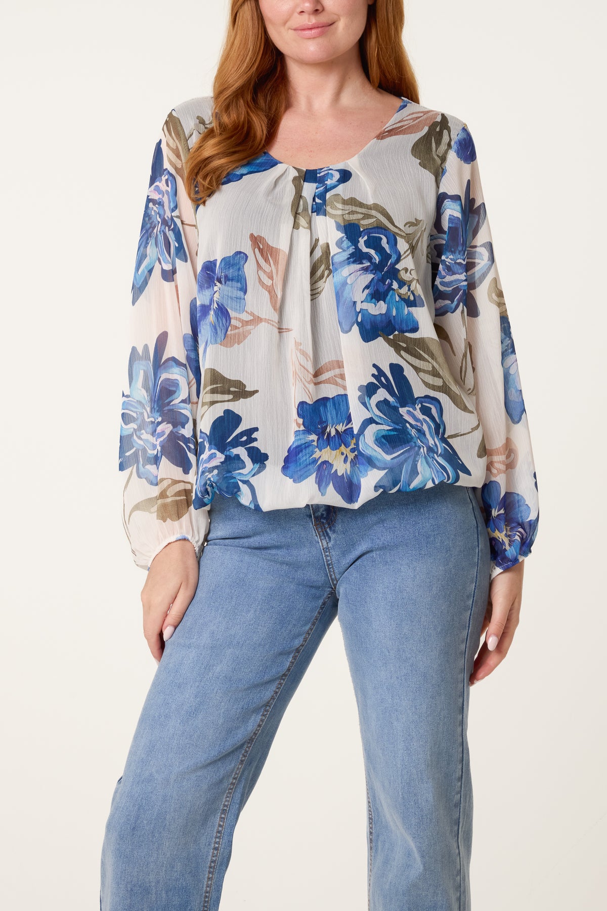 Floral Print Scoop Neck Blouse