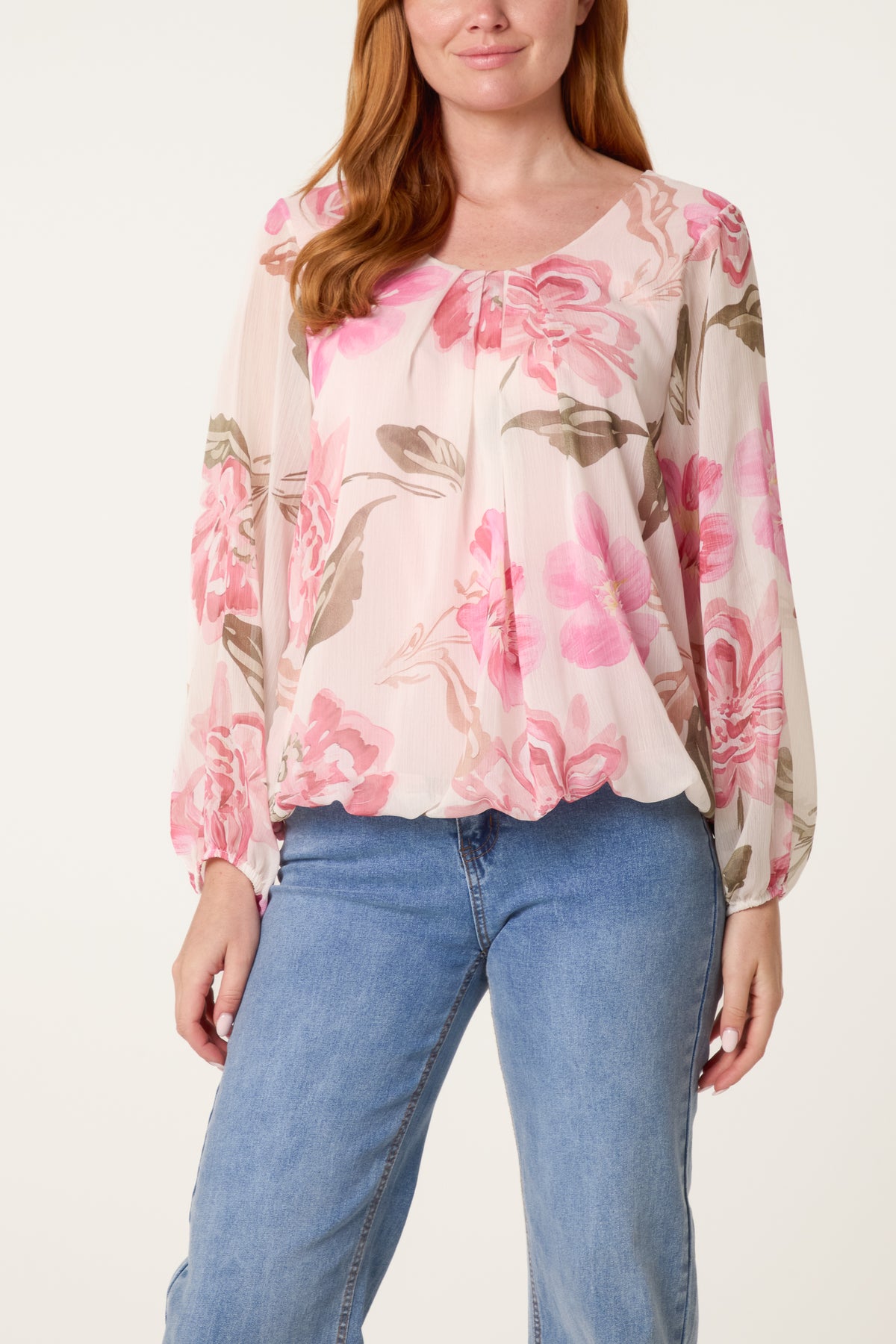 Floral Print Scoop Neck Blouse