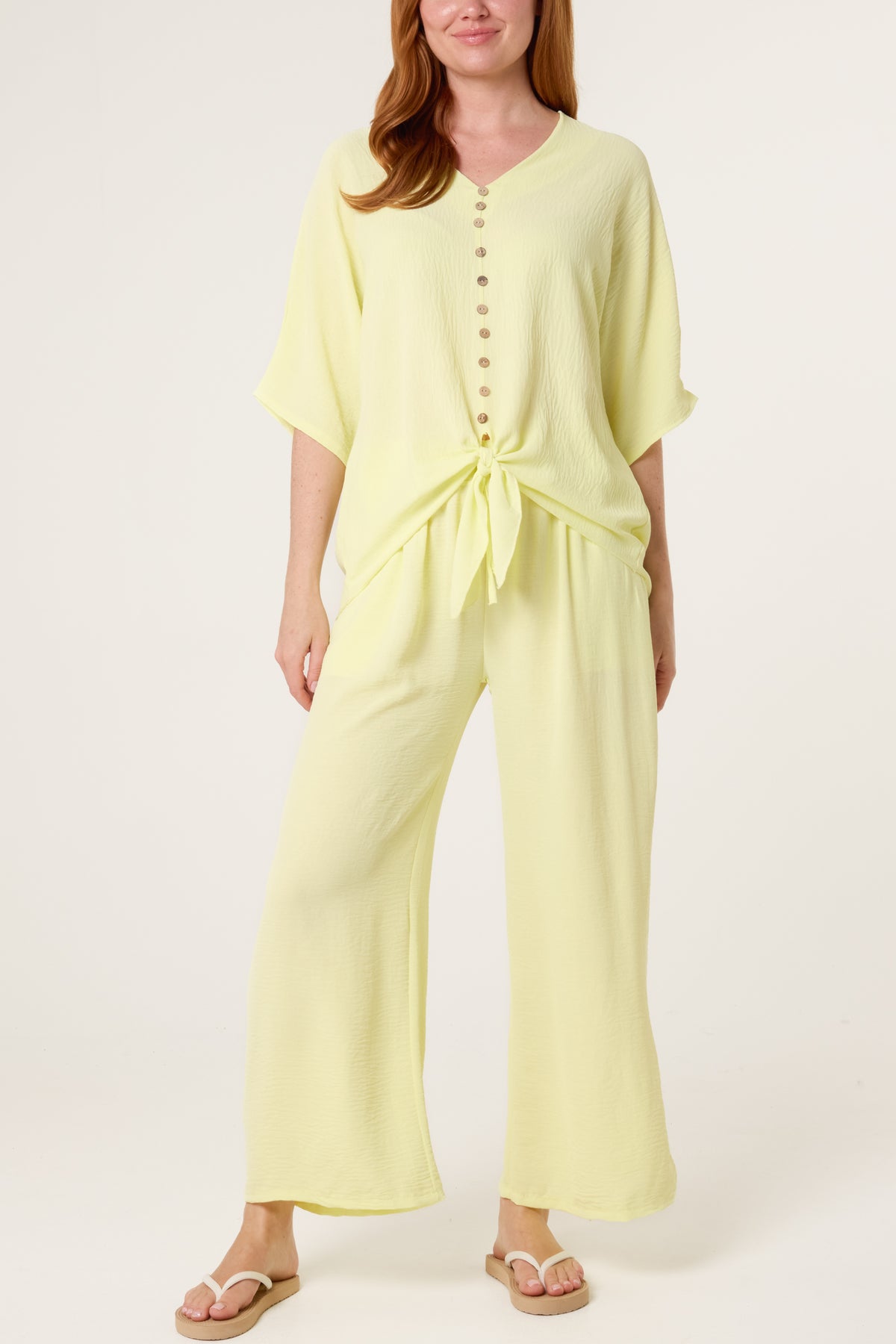 Button Tie Top & Trousers Set