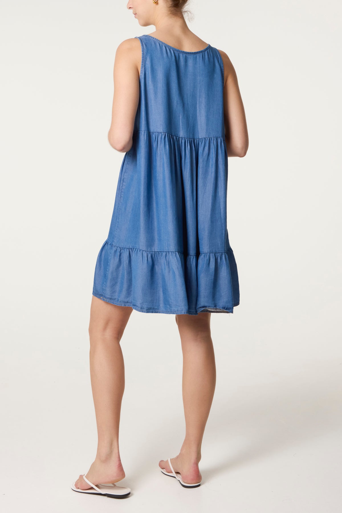 Sleeveless Tencel Tiered Mini Dress