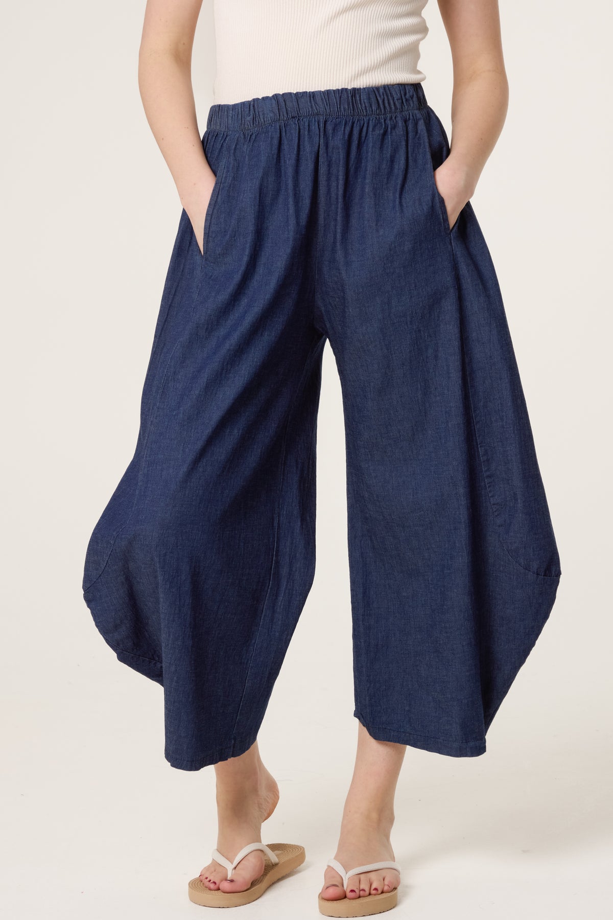 Barrel Leg Denim Trousers