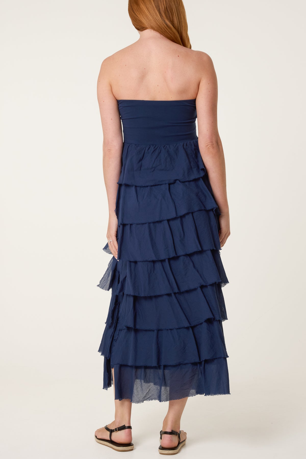 Strapless Cotton Ruffle Dress