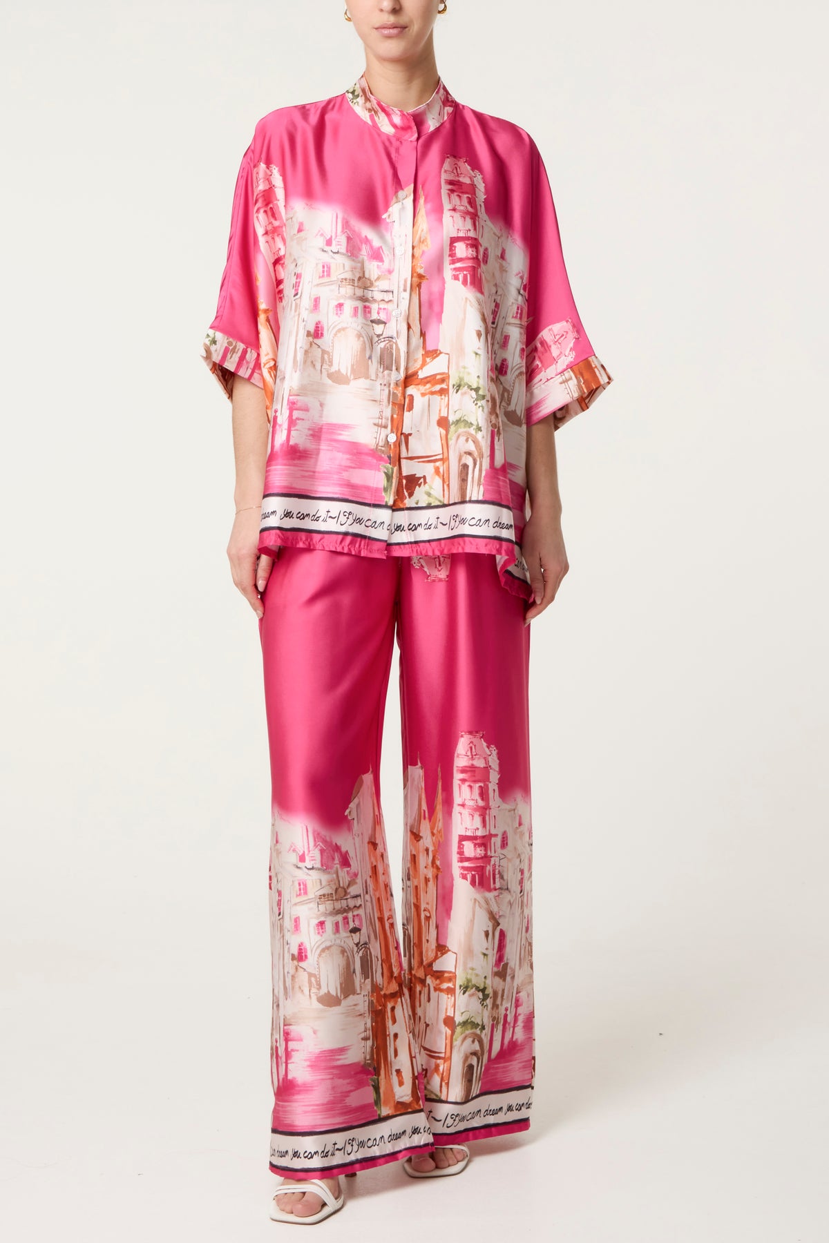 Satin-Like Landscape Print Co-Ord Set