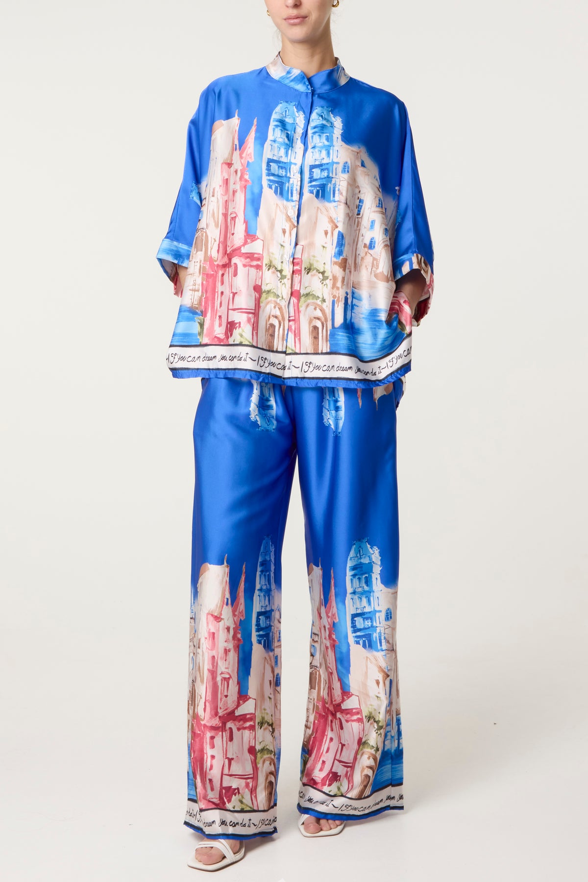 Satin-Like Landscape Print Co-Ord Set