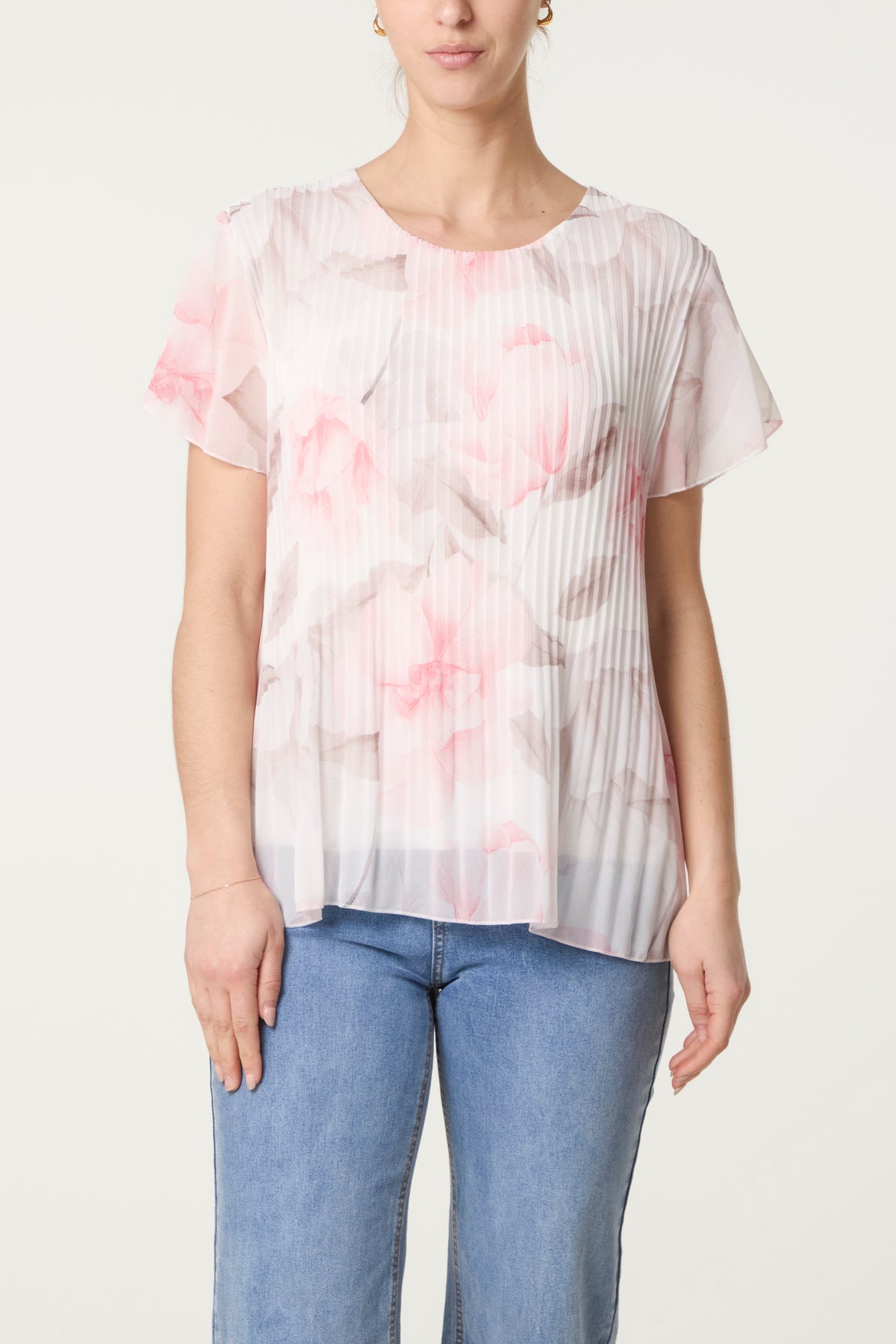 Double Layer Pleated Floral Top