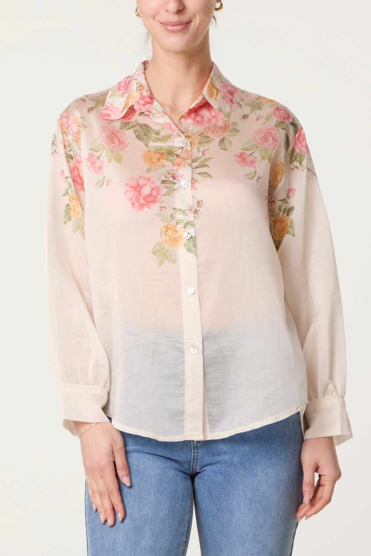 Pastel Floral Tencel Shirt