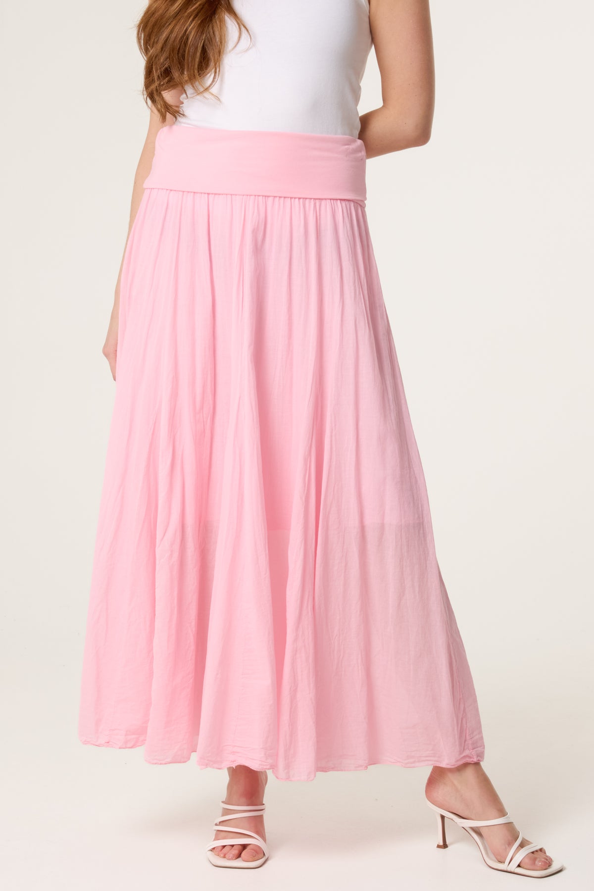 Crinkle Waistband Maxi Skirt