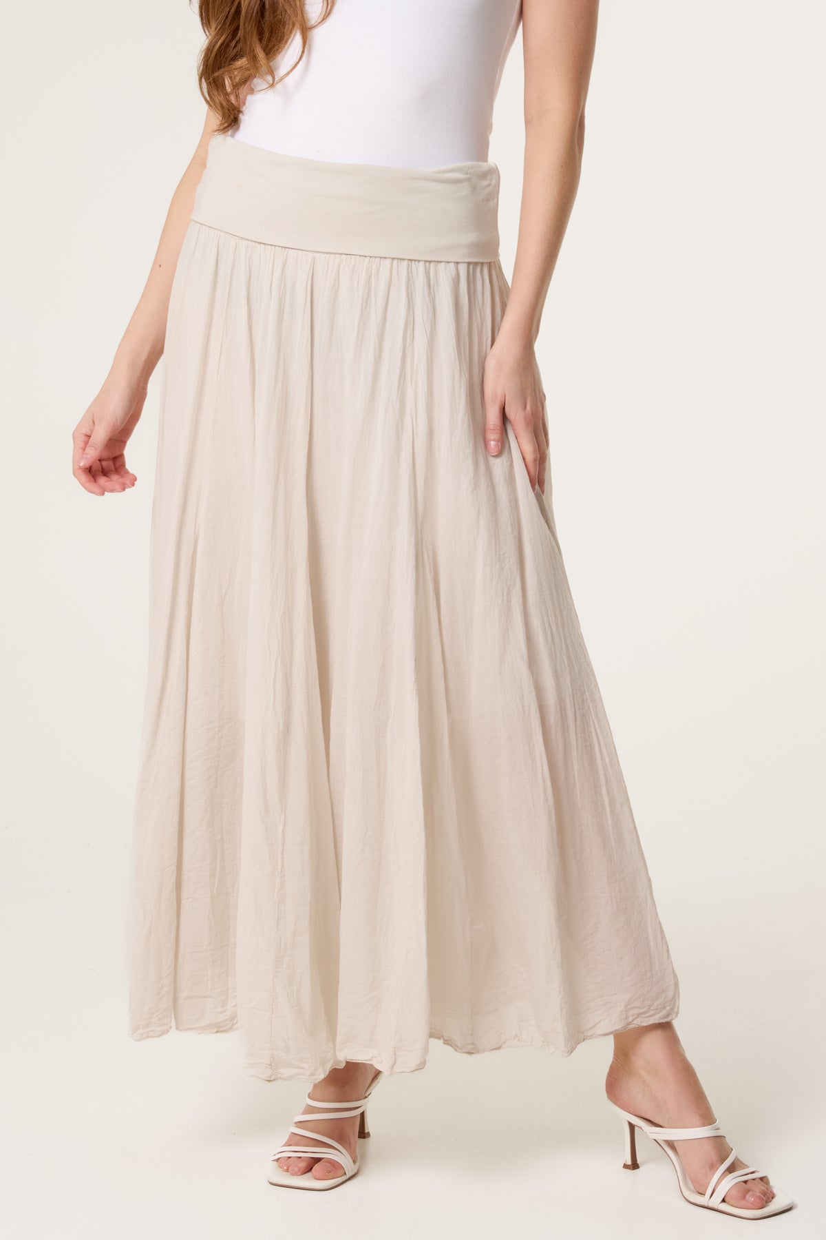 Crinkle Waistband Maxi Skirt