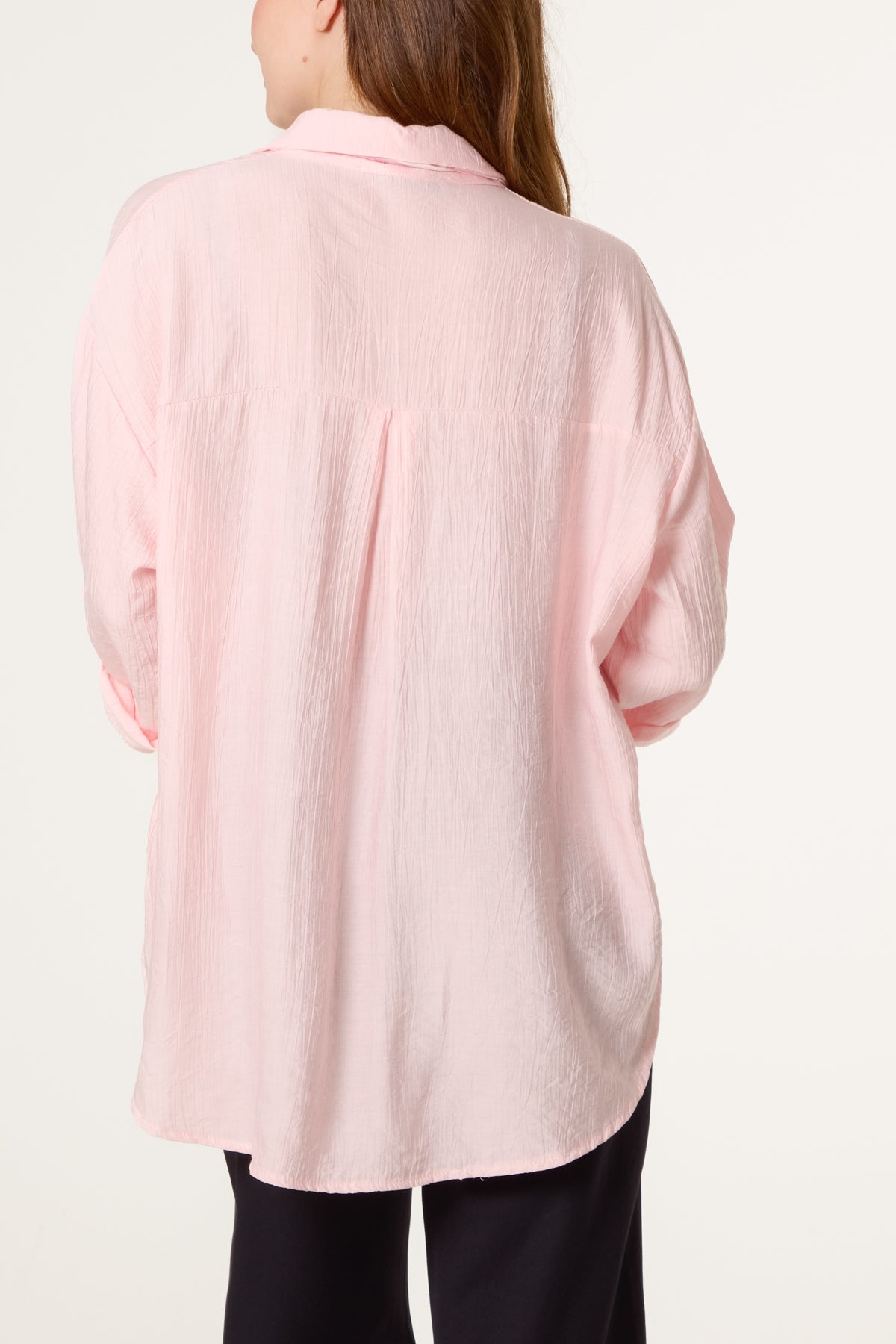 Scarf Crinkle Button Through Shirt