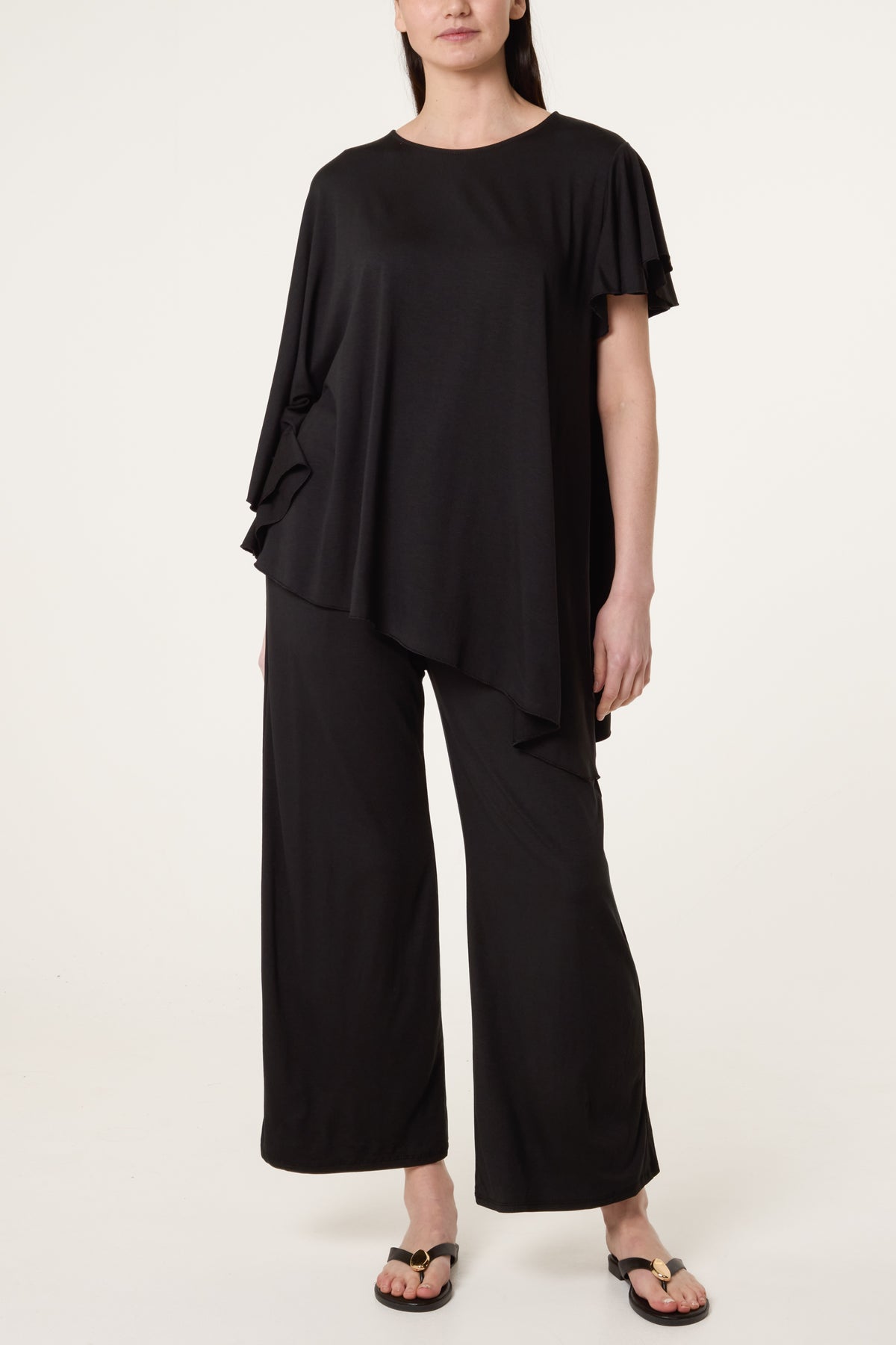 Jersey Asymmetric Top Two Piece Set