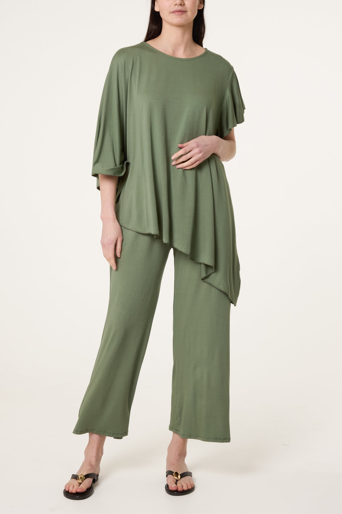 Jersey Asymmetric Top Two Piece Set