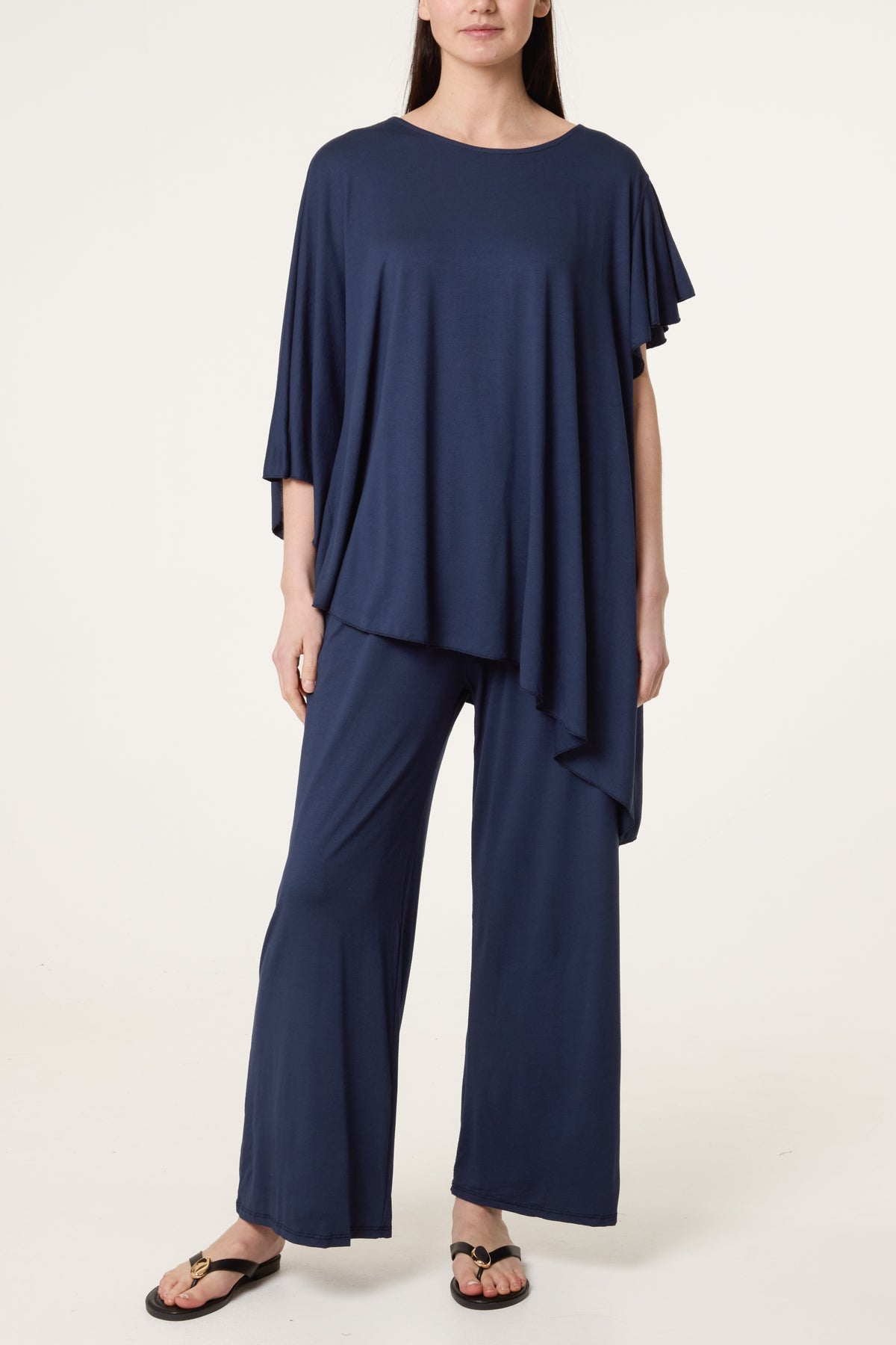 Jersey Asymmetric Top Two Piece Set