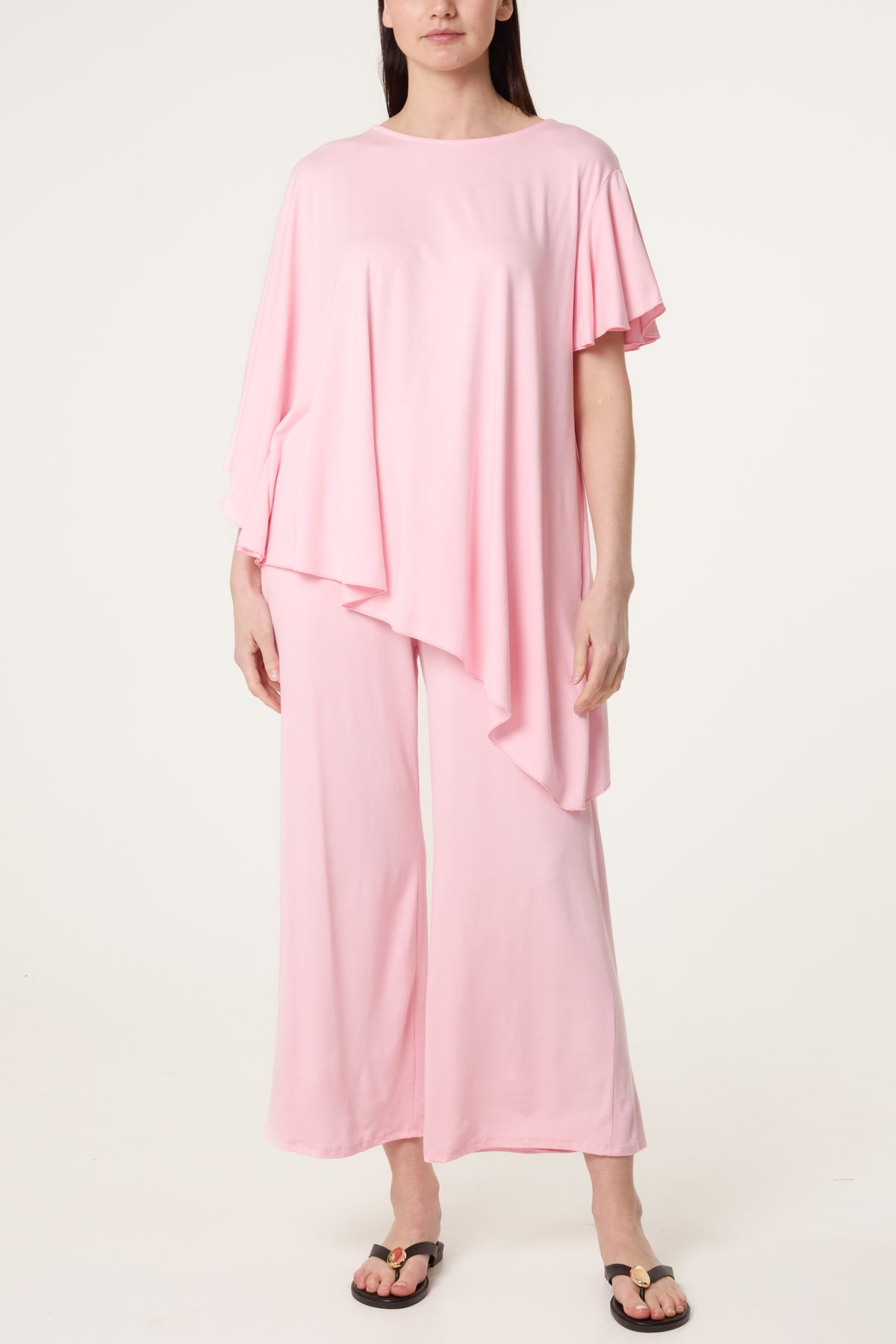 Jersey Asymmetric Top Two Piece Set