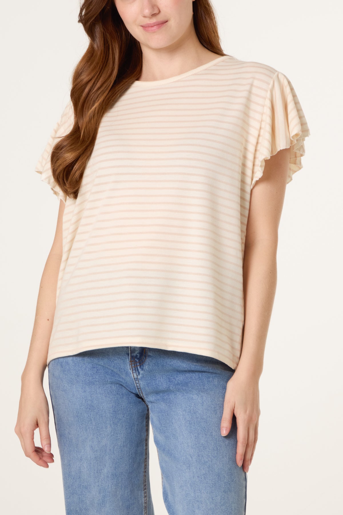 Flutter Sleeve Cotton Stripe T-Shirt