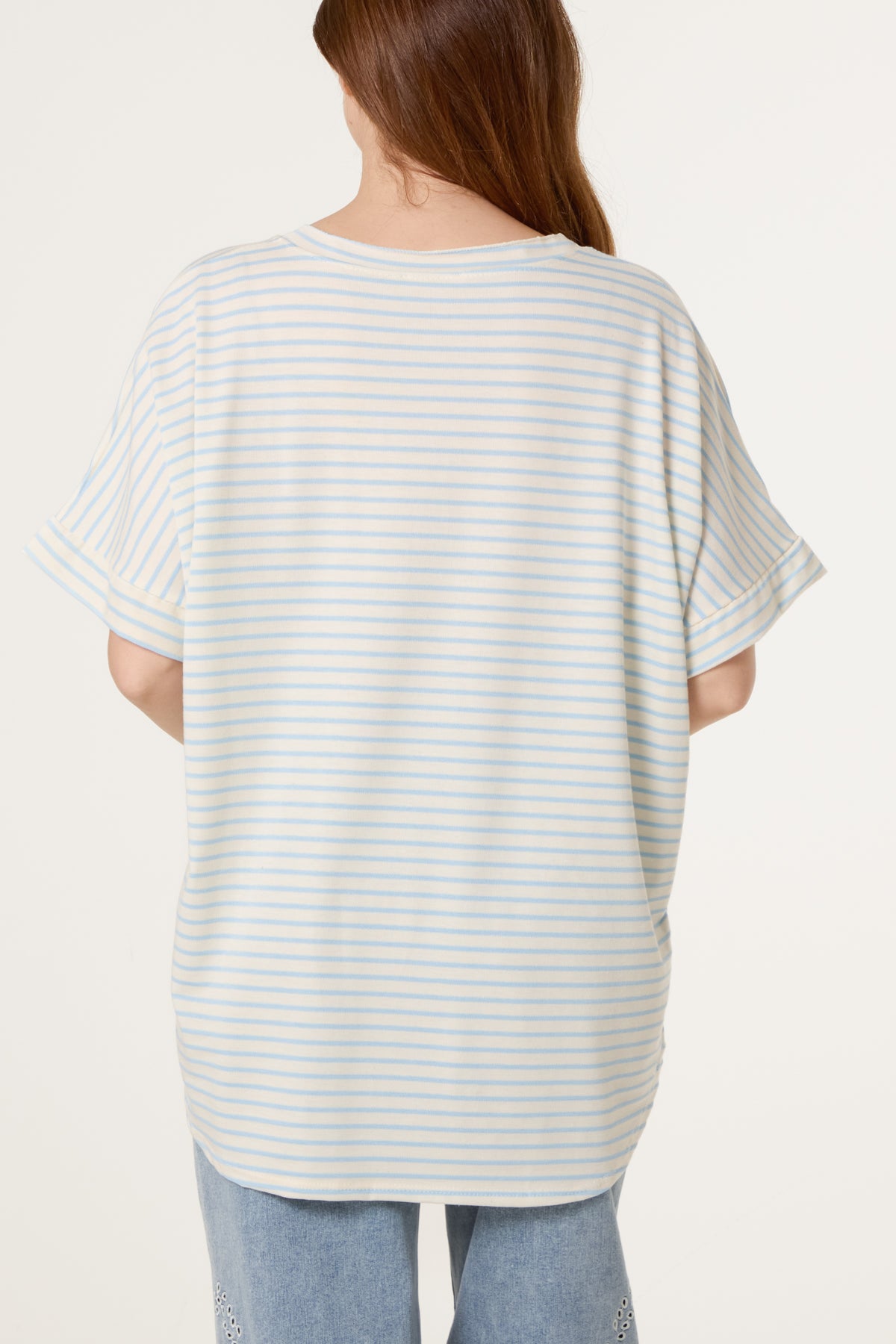 Pure Cotton V-Neck Stripe T-Shirt