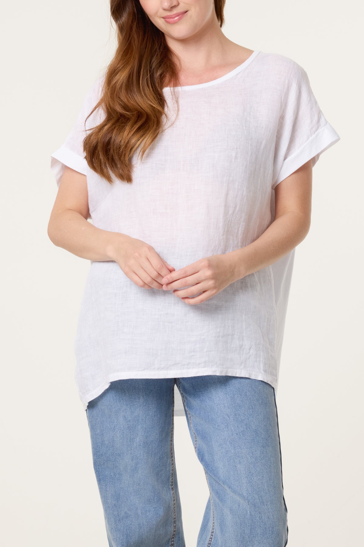 Linen Blend Short Sleeve Top