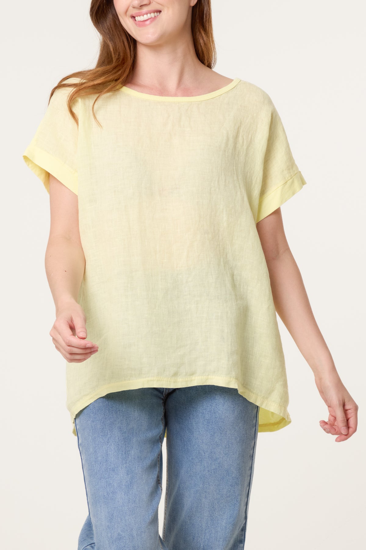 Linen Blend Short Sleeve Top