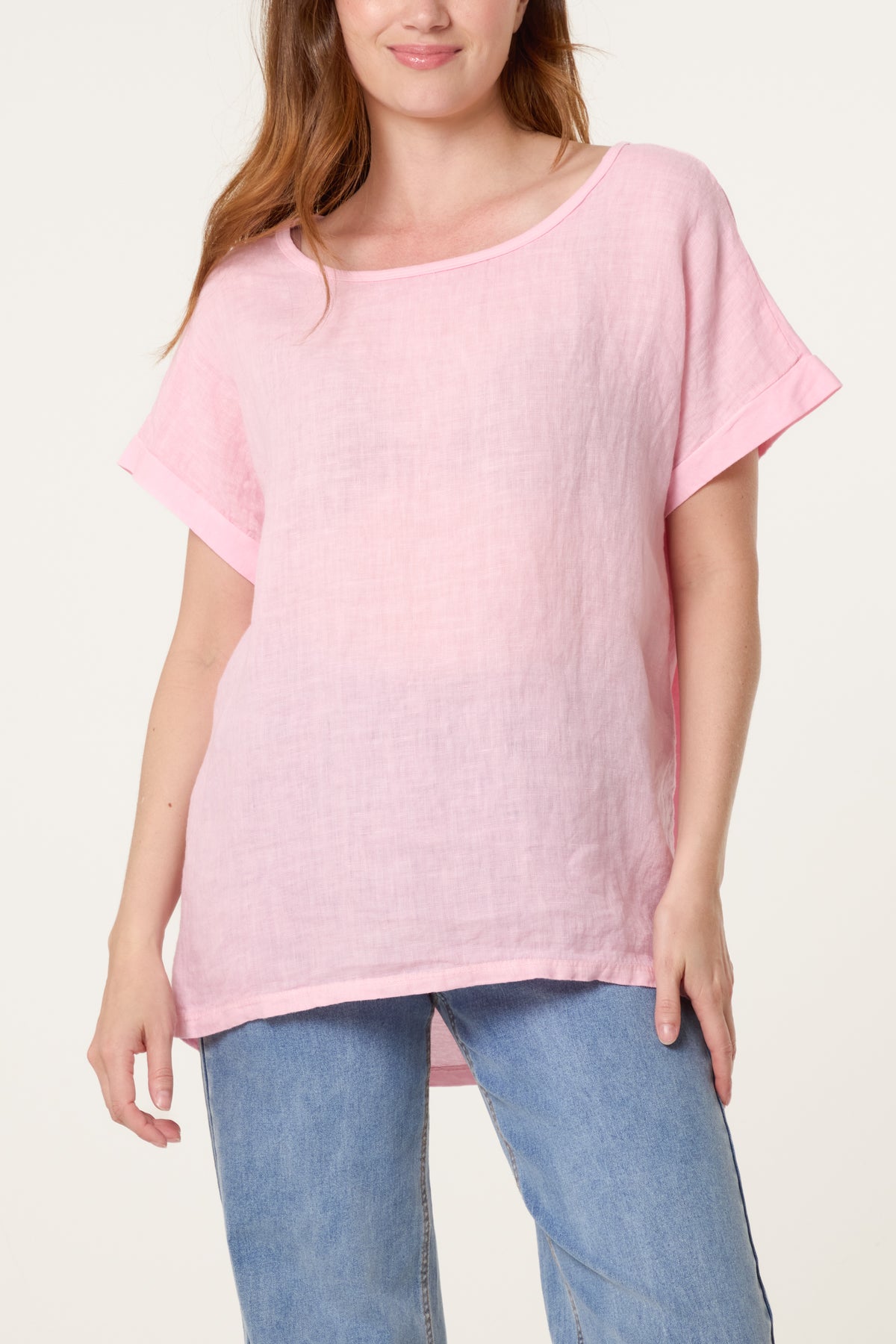 Linen Blend Short Sleeve Top