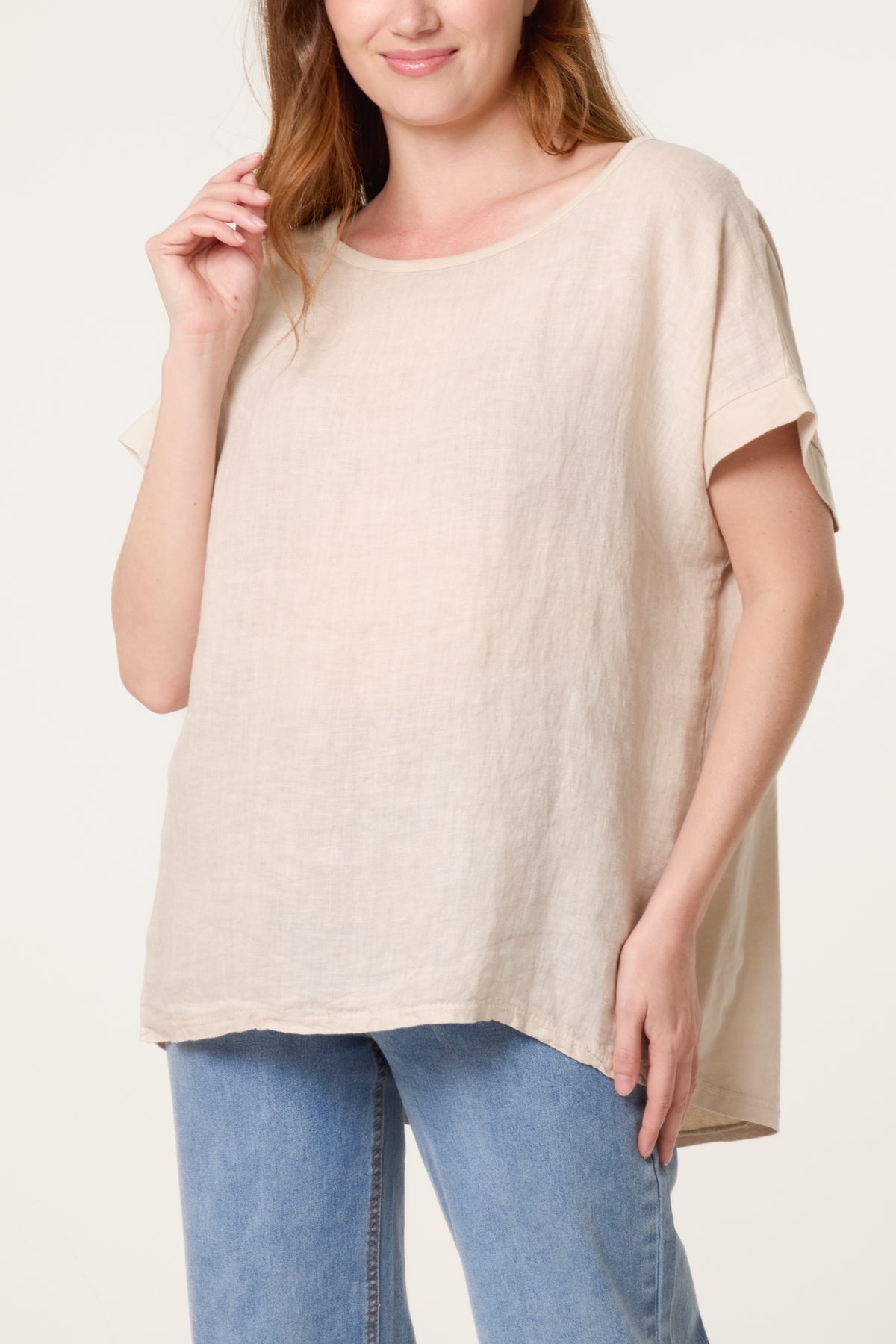 Linen Blend Short Sleeve Top