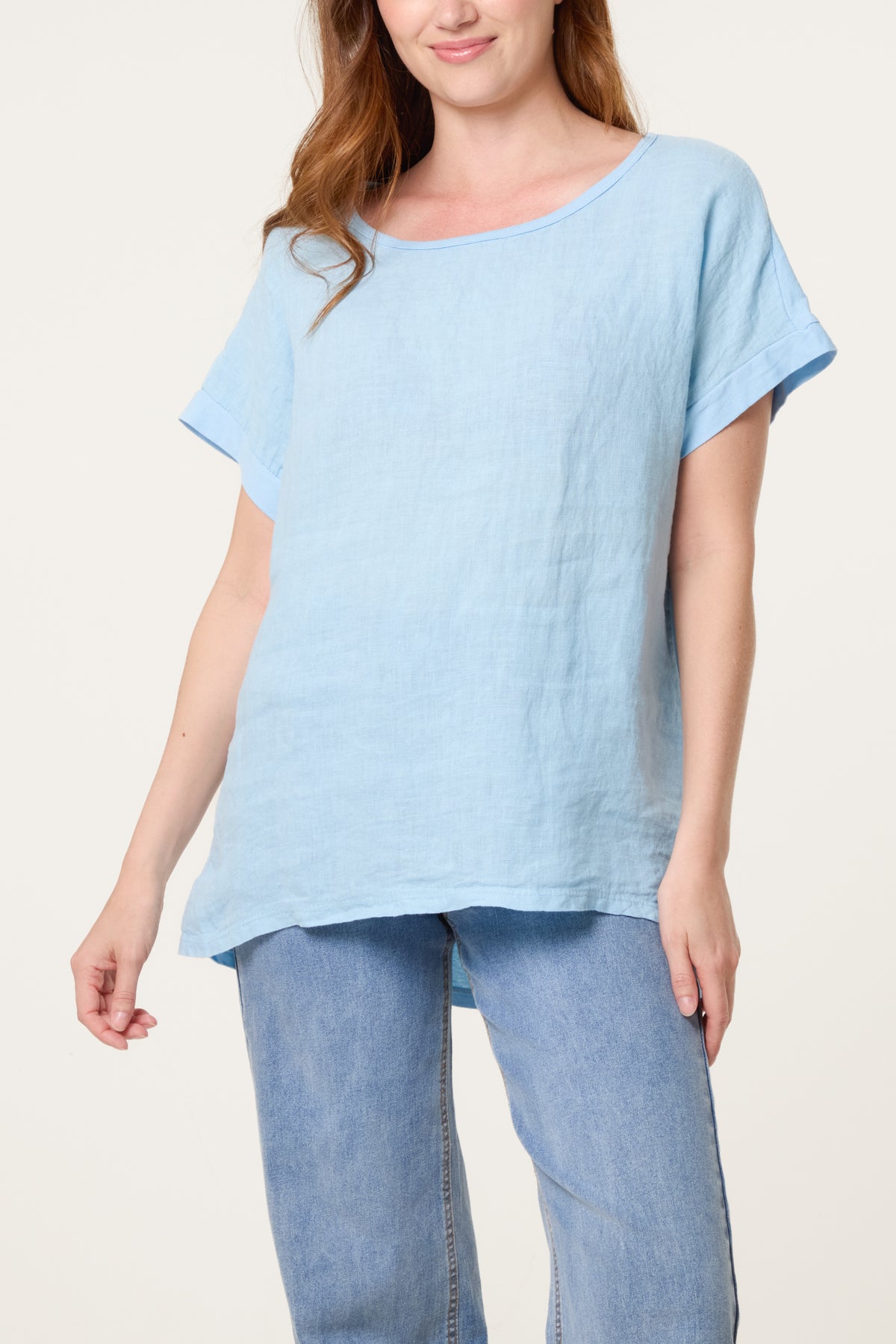 Linen Blend Short Sleeve Top