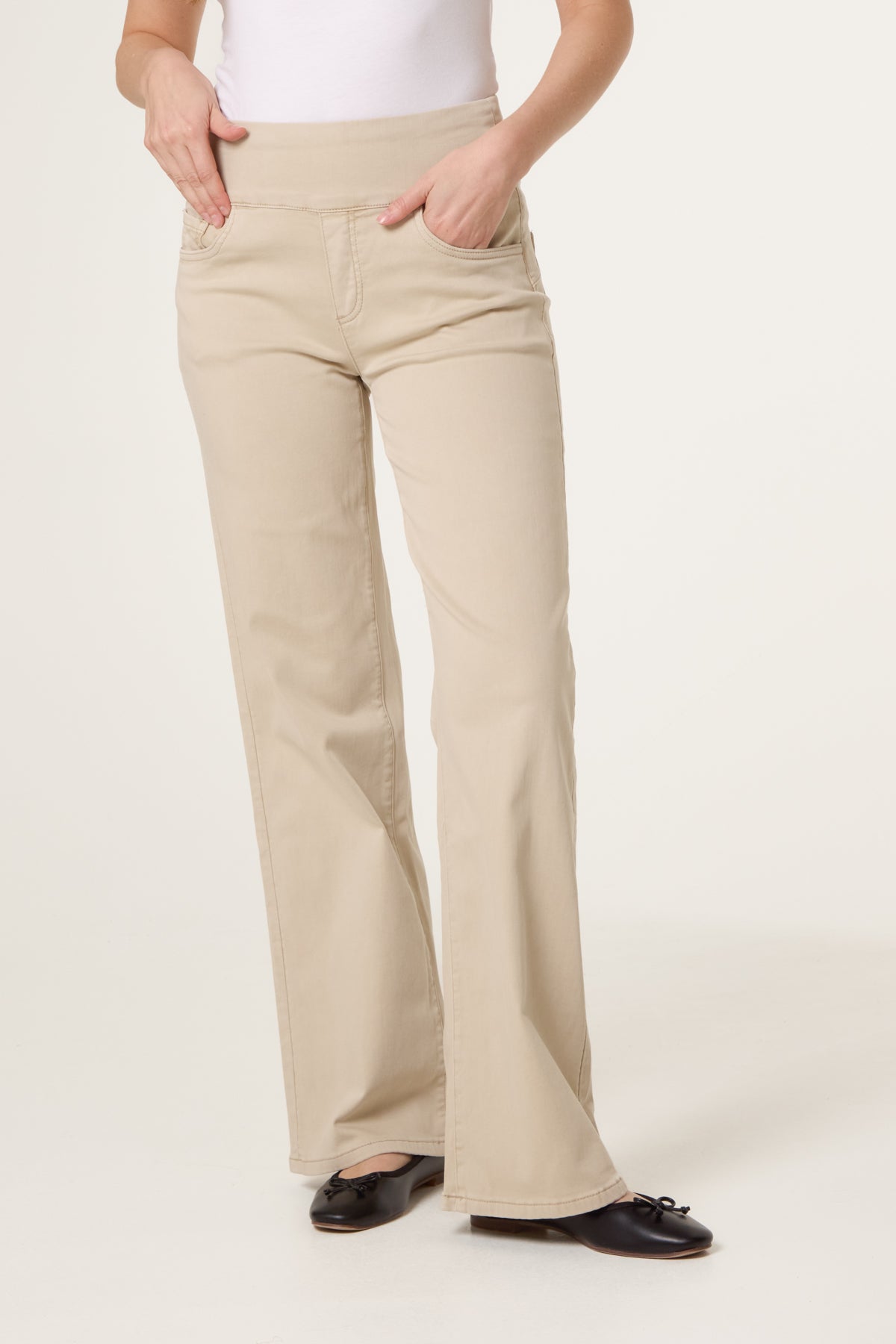 Wide Leg Stretch Waistband Trousers