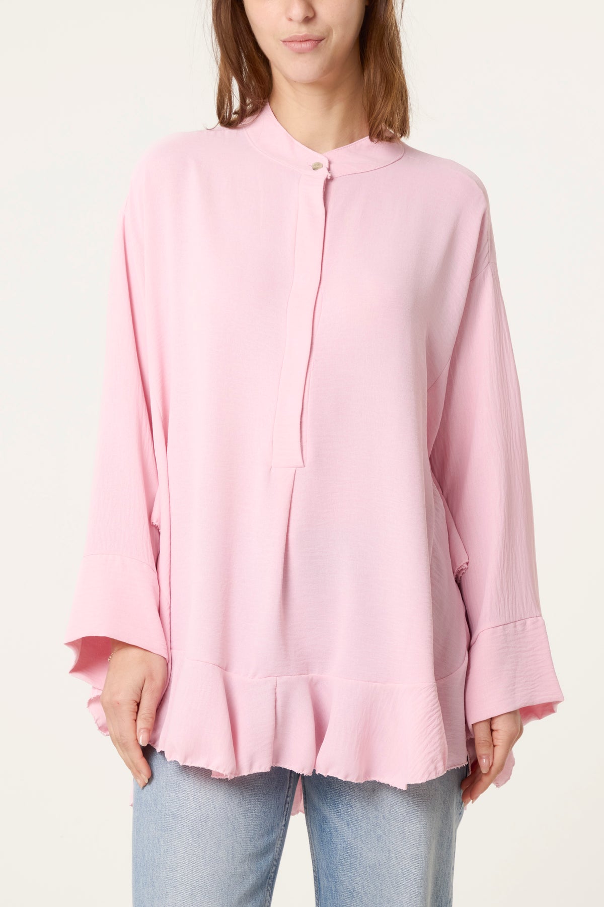 Frilled Hem & Sleeve Batwing Blouse