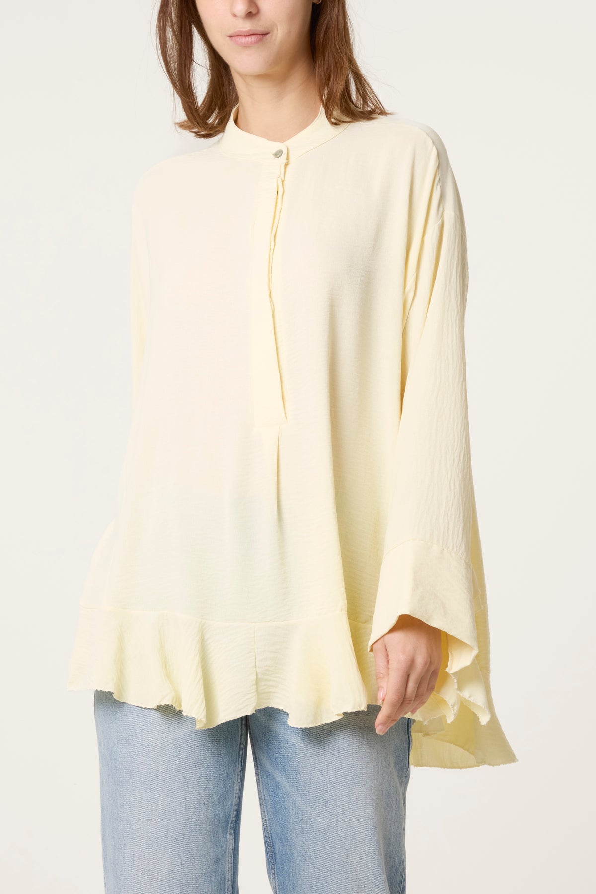 Frilled Hem & Sleeve Batwing Blouse