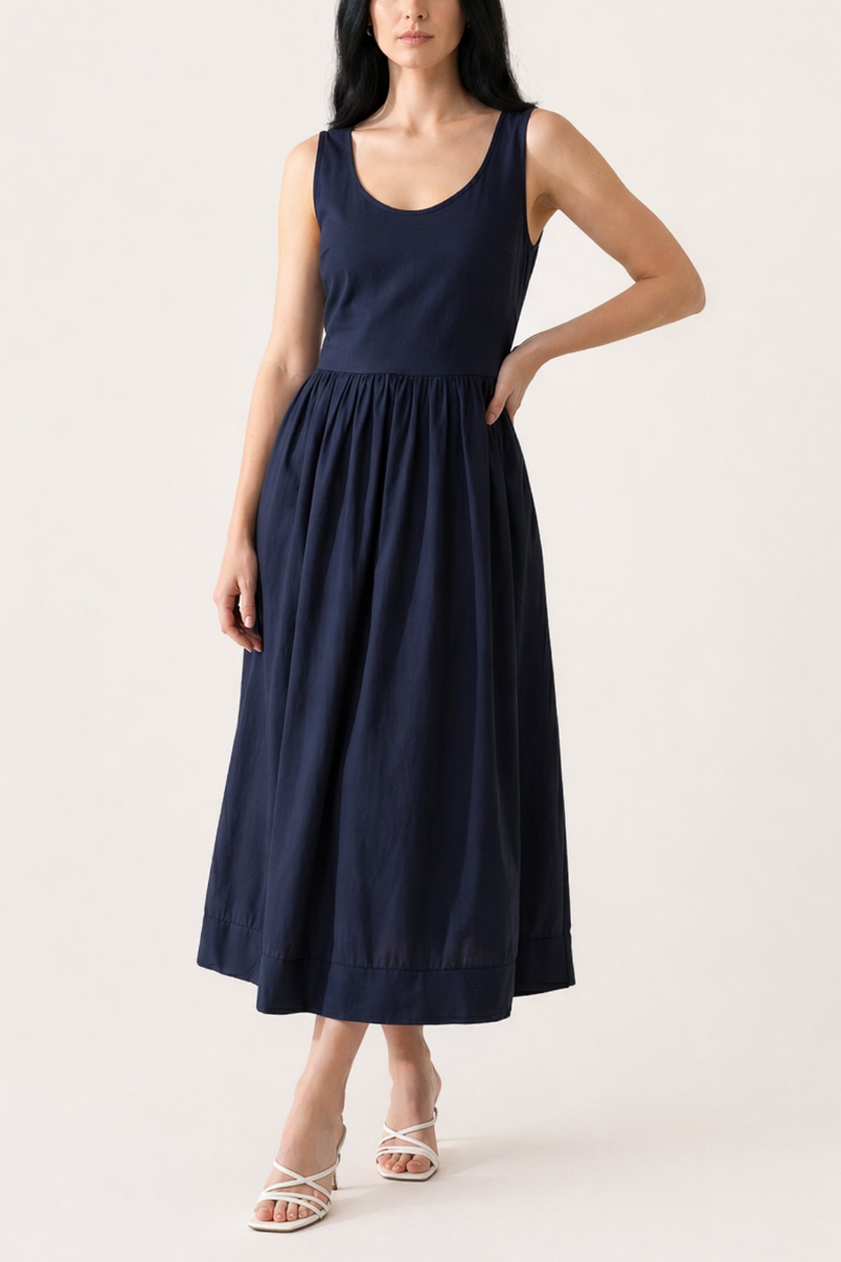 Ribbed Top Combined Midi Dress