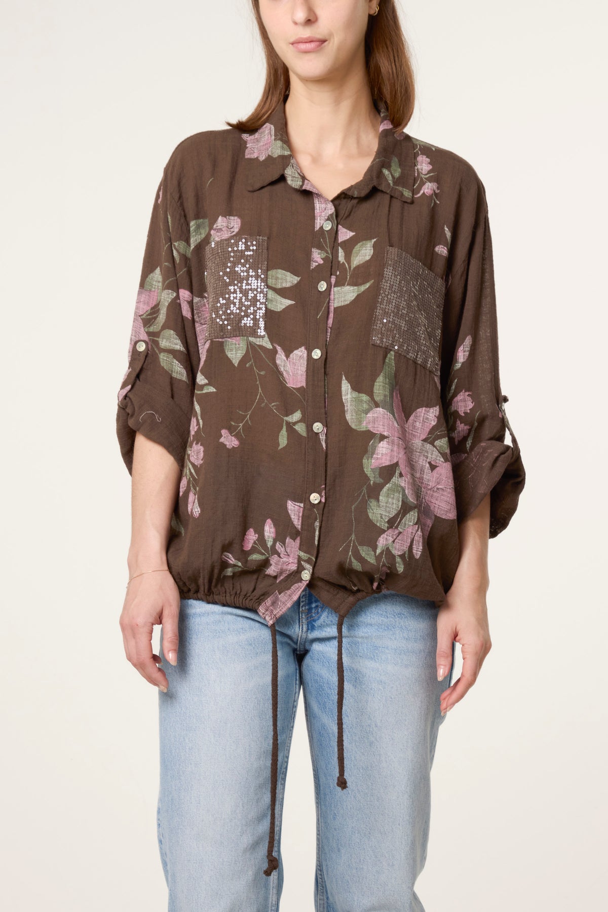 Orchid Pure Cotton Drawstring Shirt