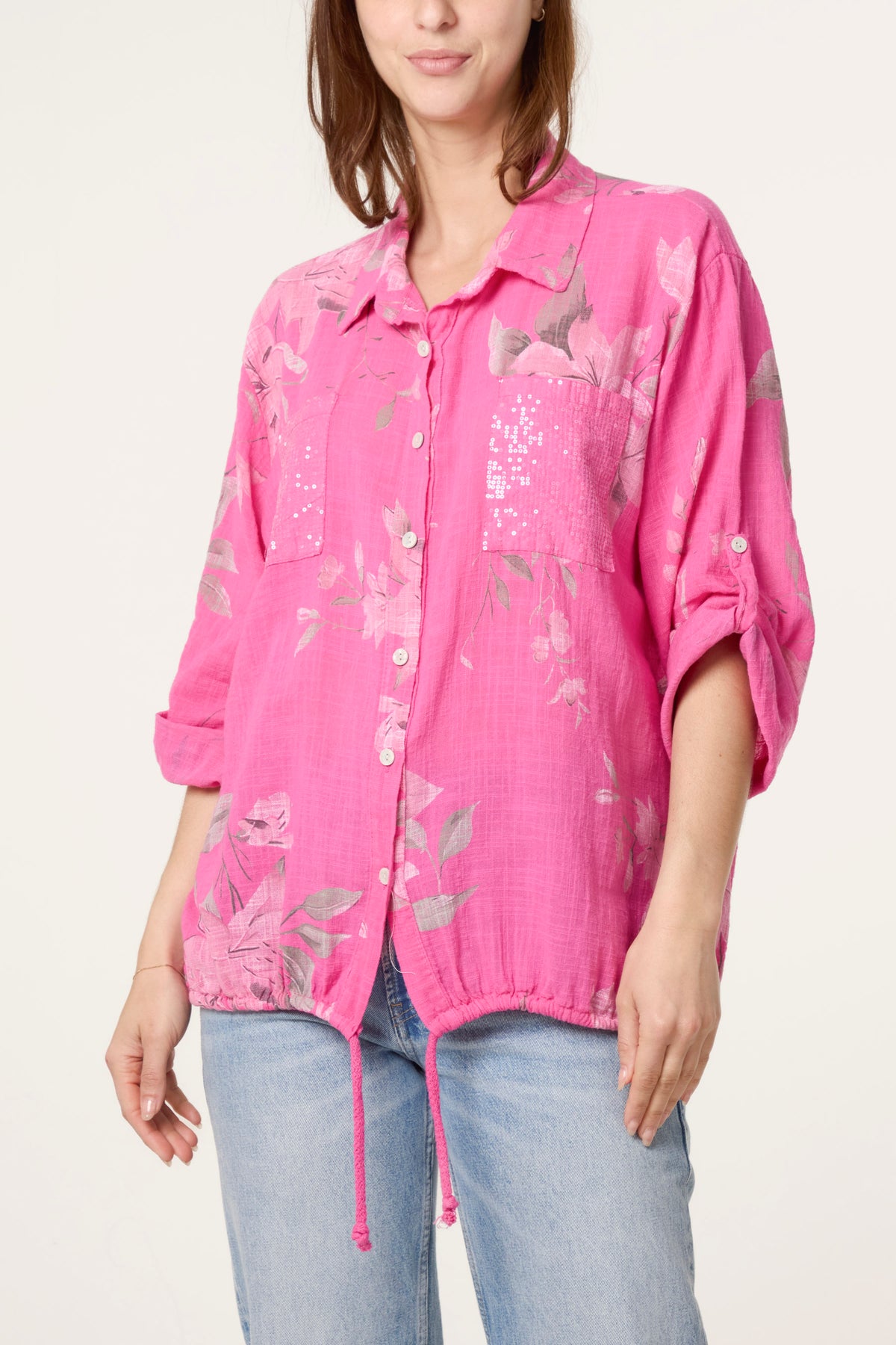 Orchid Pure Cotton Drawstring Shirt