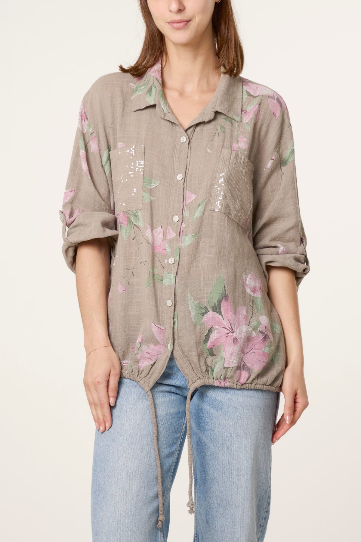 Orchid Pure Cotton Drawstring Shirt