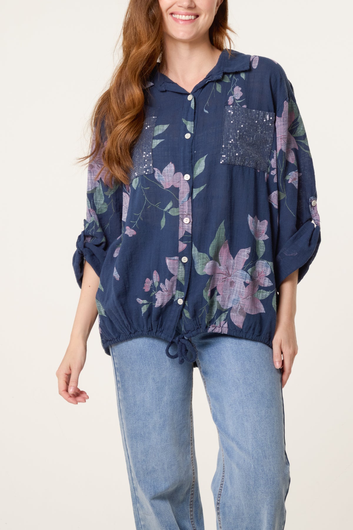 Orchid Pure Cotton Drawstring Shirt