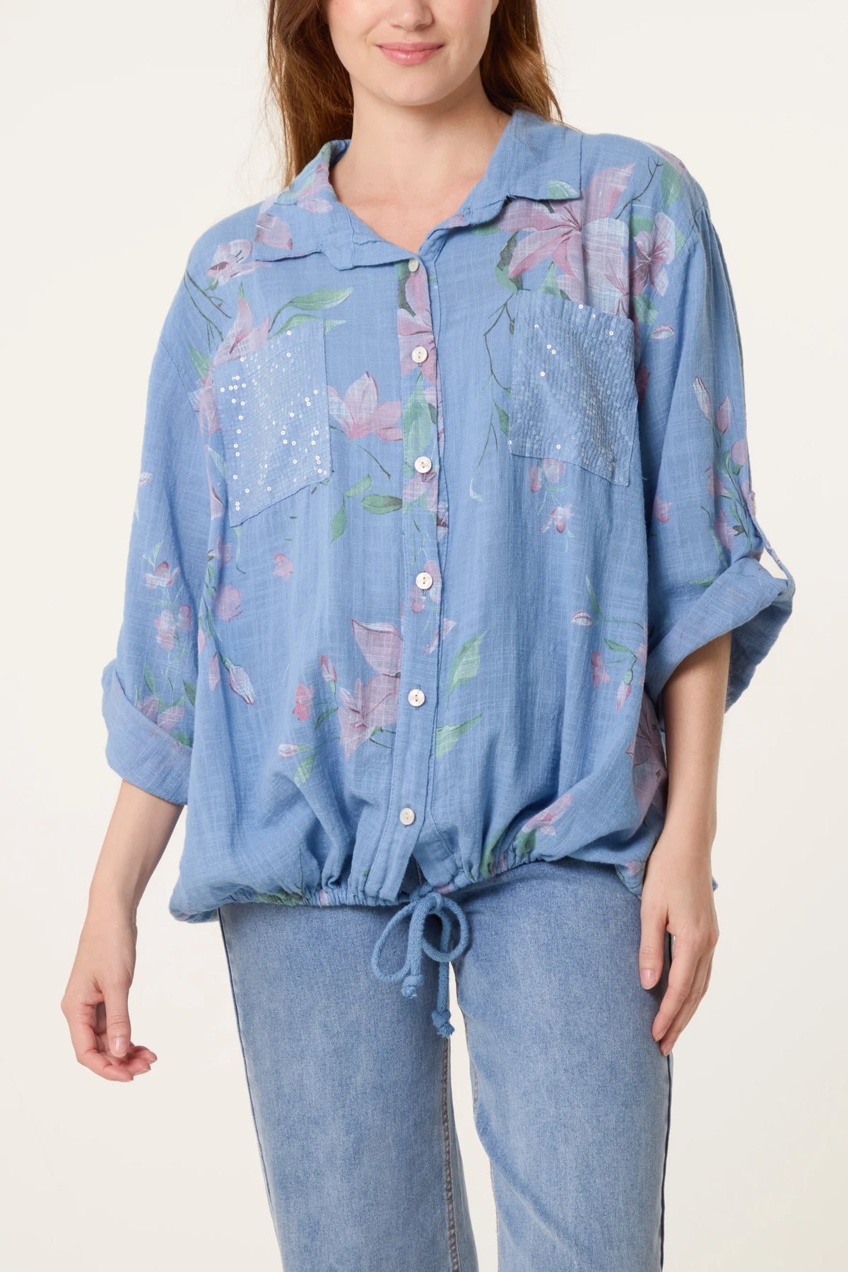 Orchid Pure Cotton Drawstring Shirt