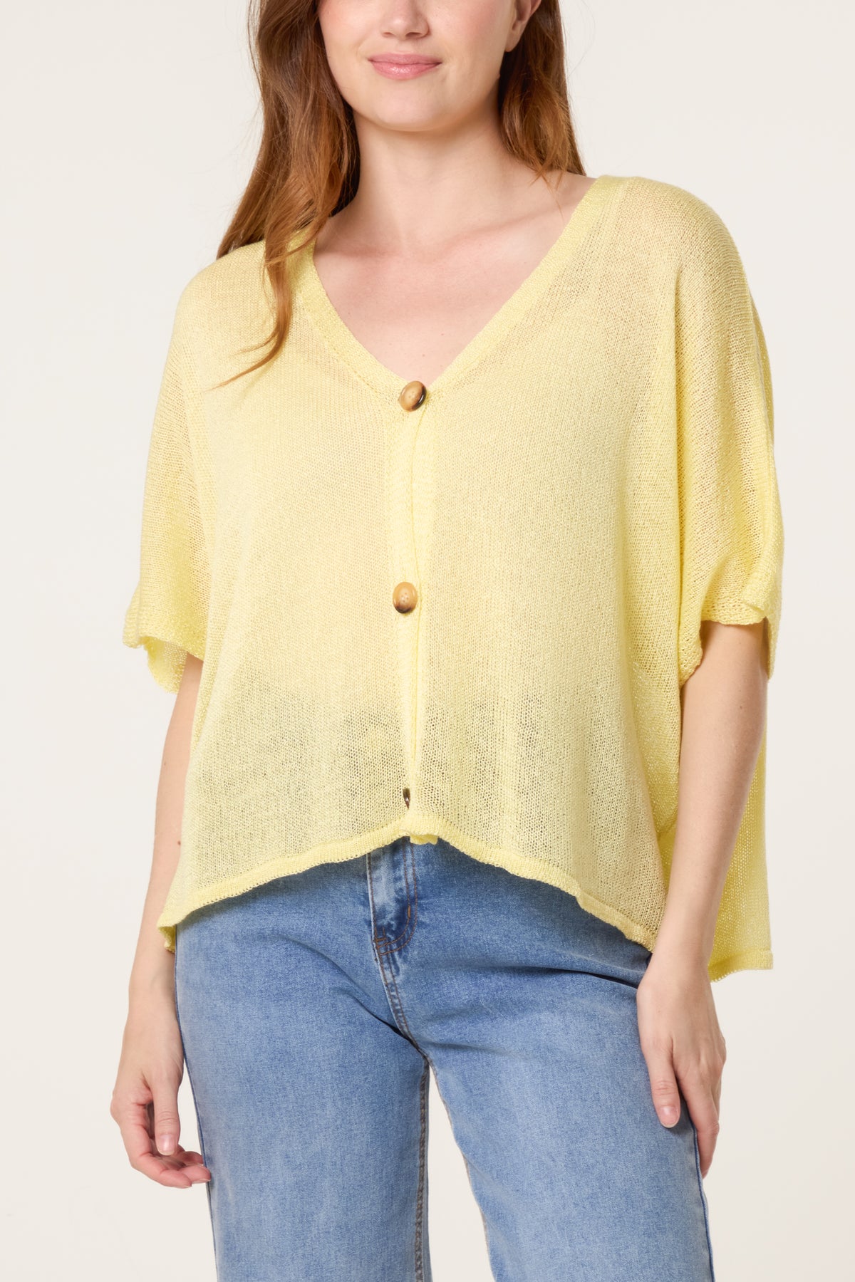 Fine Knit V-neck Short Sleeve Cardigan