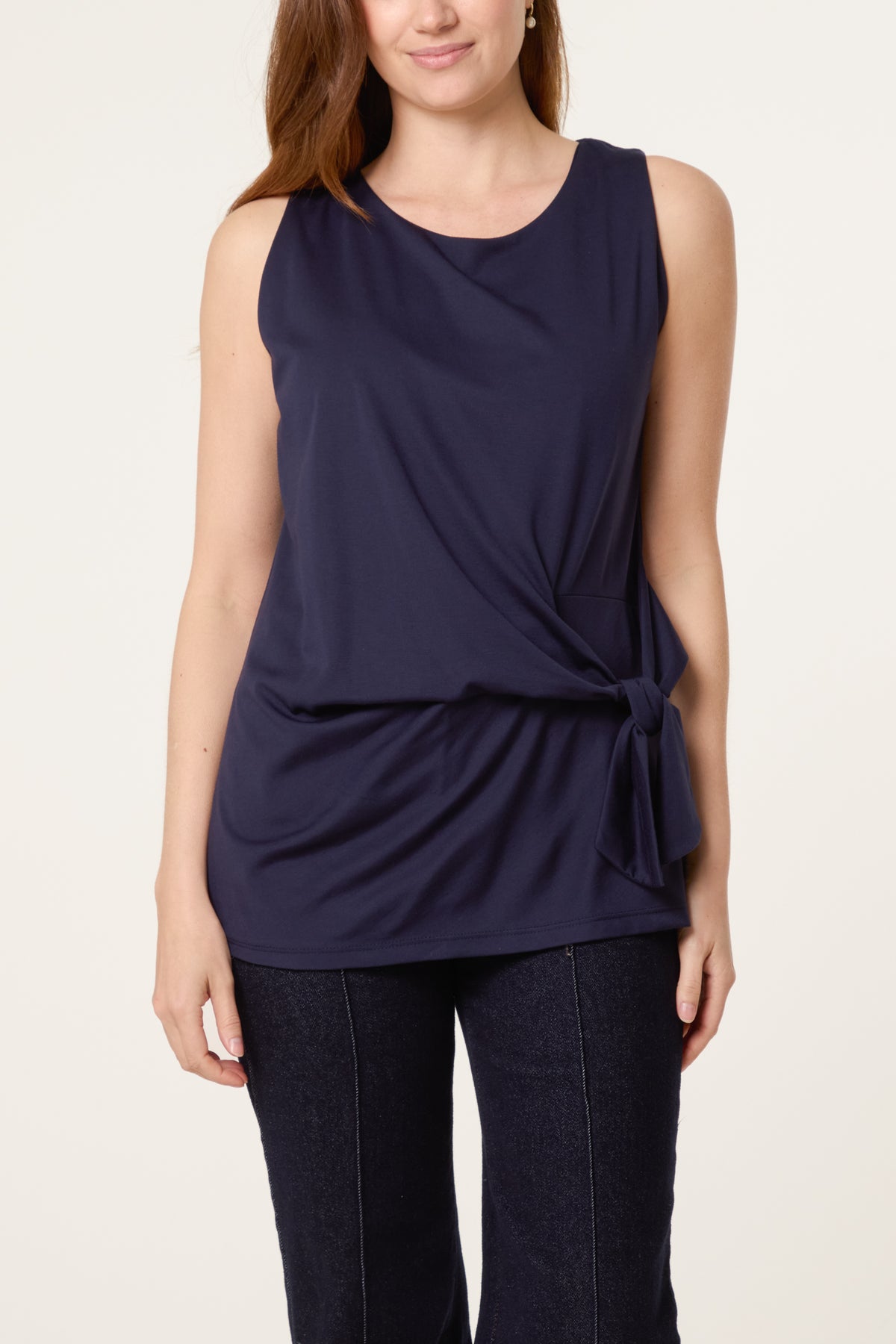 Jersey Side Tie Sleeveless Top