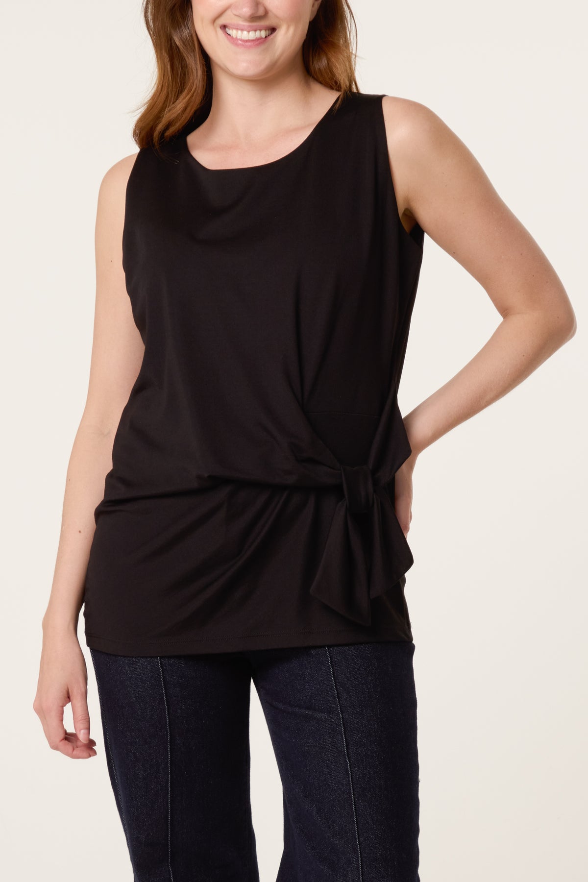 Jersey Side Tie Sleeveless Top