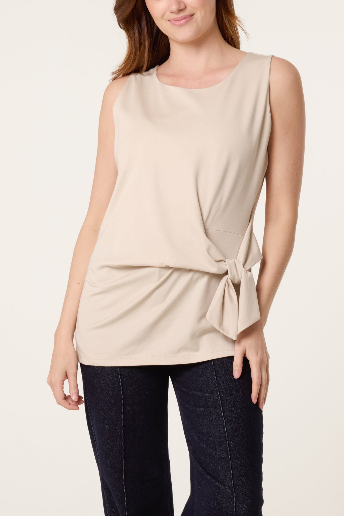Jersey Side Tie Sleeveless Top