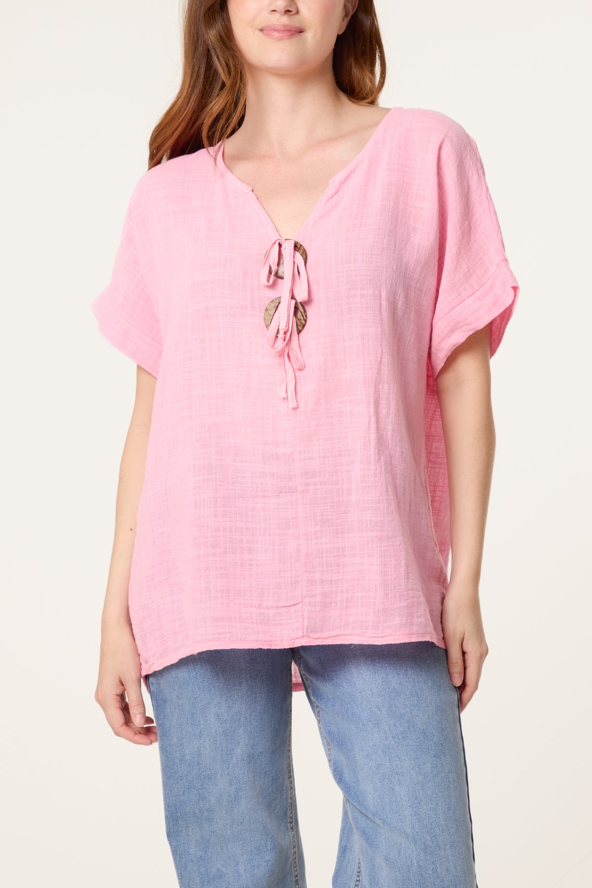 Pure Cotton Front Button Short Sleeve To