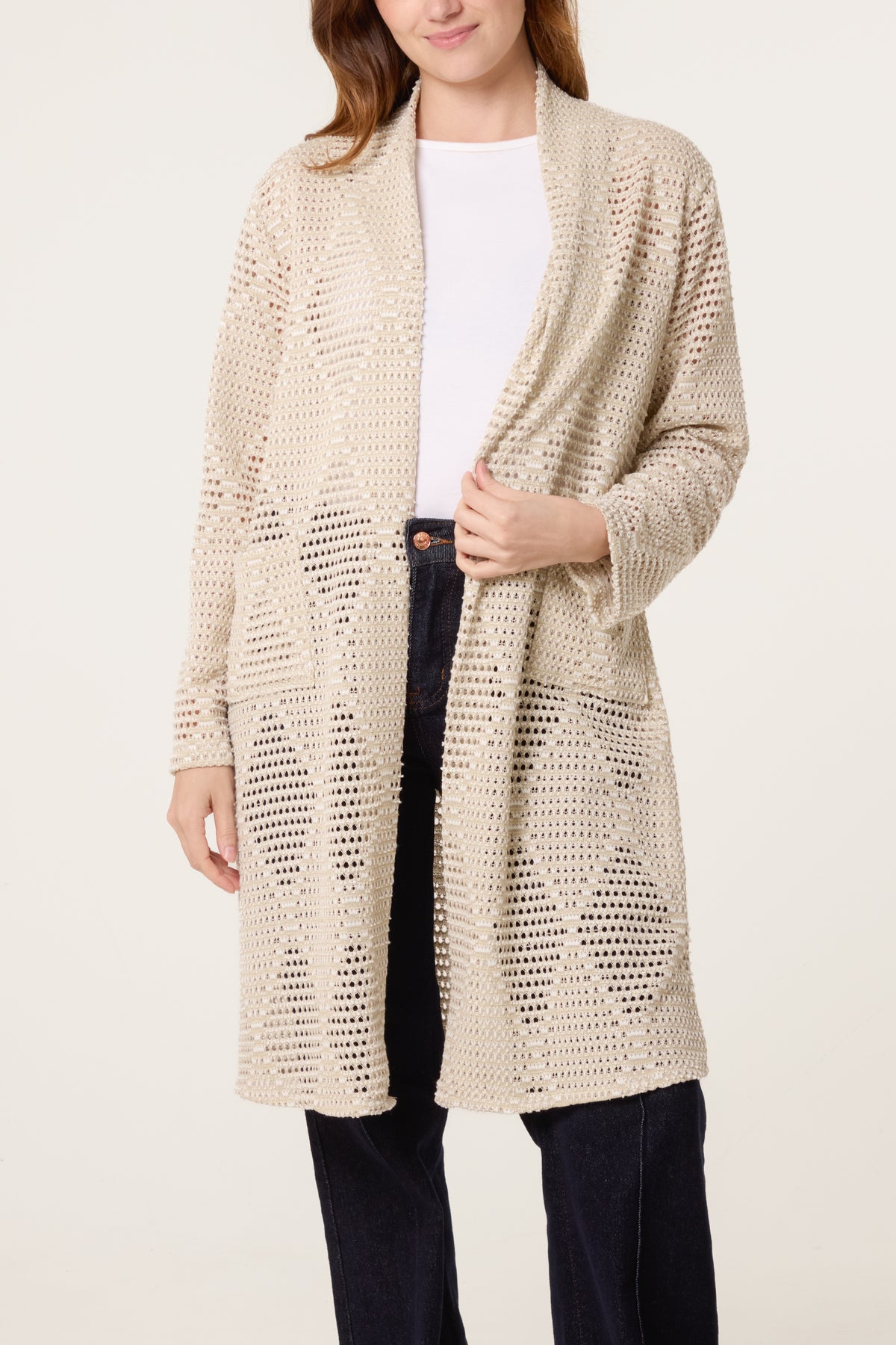 Shimmer Diamond Crochet Cardigan