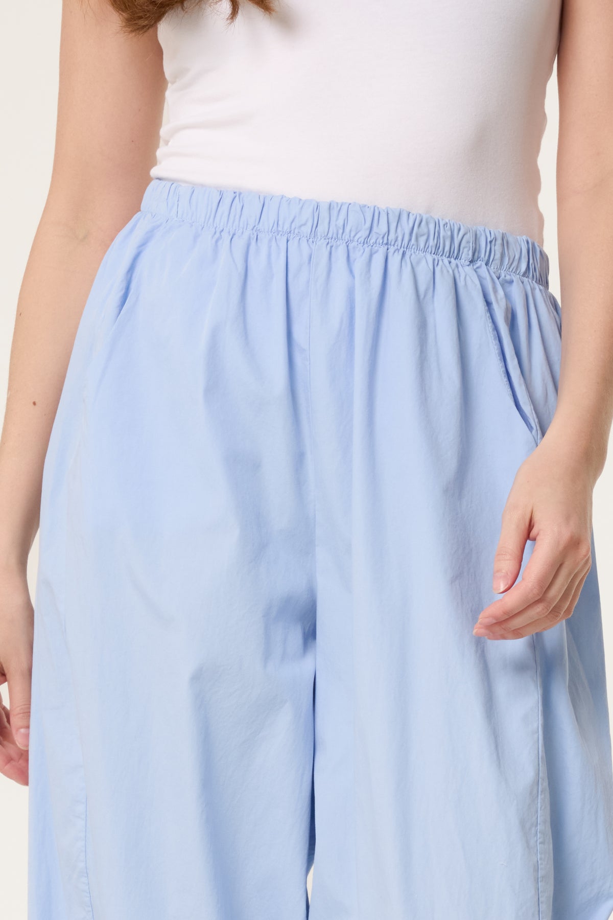 Elasticated Wide Leg 3/4 Length Trousers