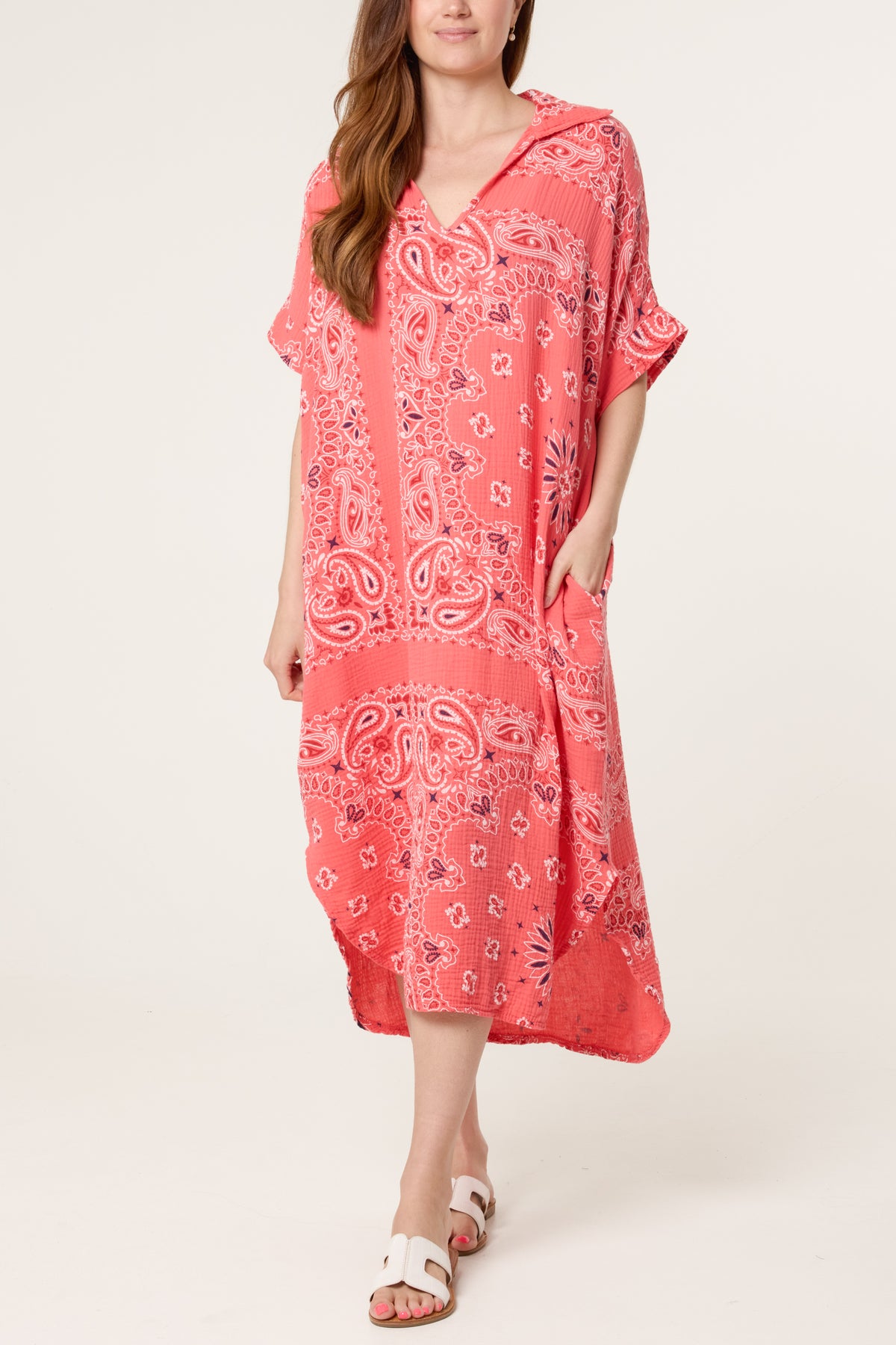 Bandana Print Collar Cotton Dress