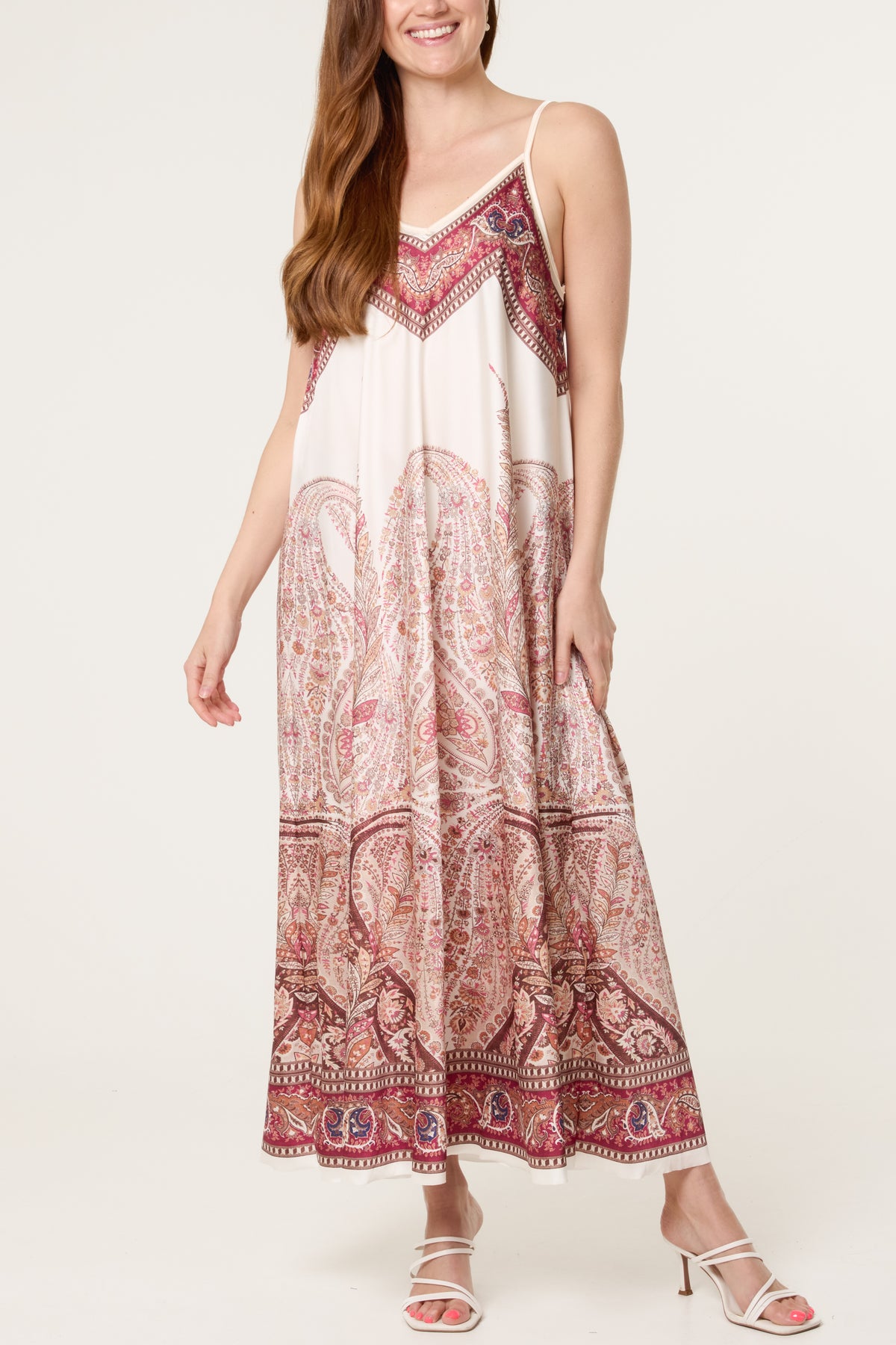 Paisley Satin Cami Maxi Dress