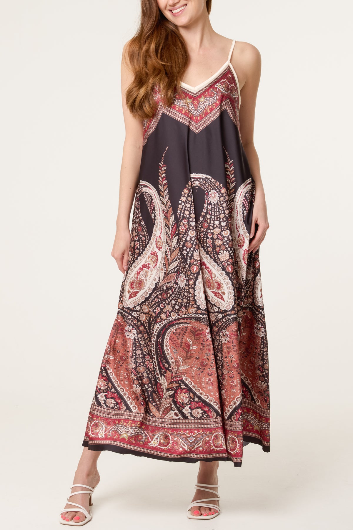 Paisley Satin Cami Maxi Dress