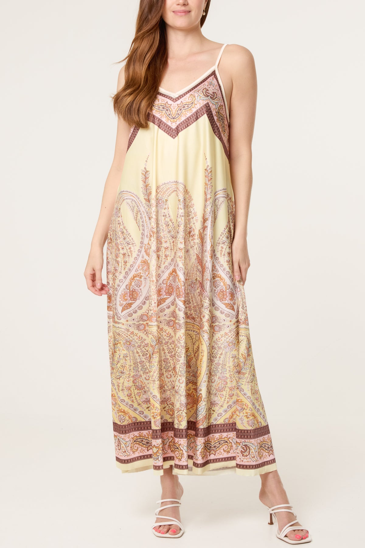 Paisley Satin Cami Maxi Dress