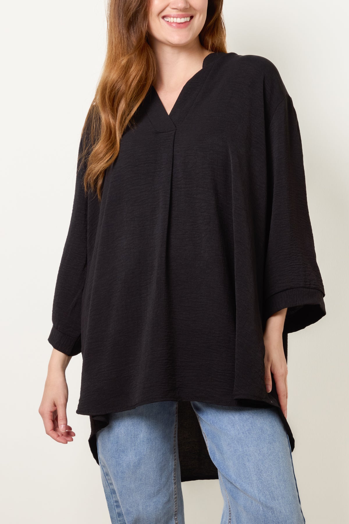 Grandad Collar 3/4 Sleeve Blouse