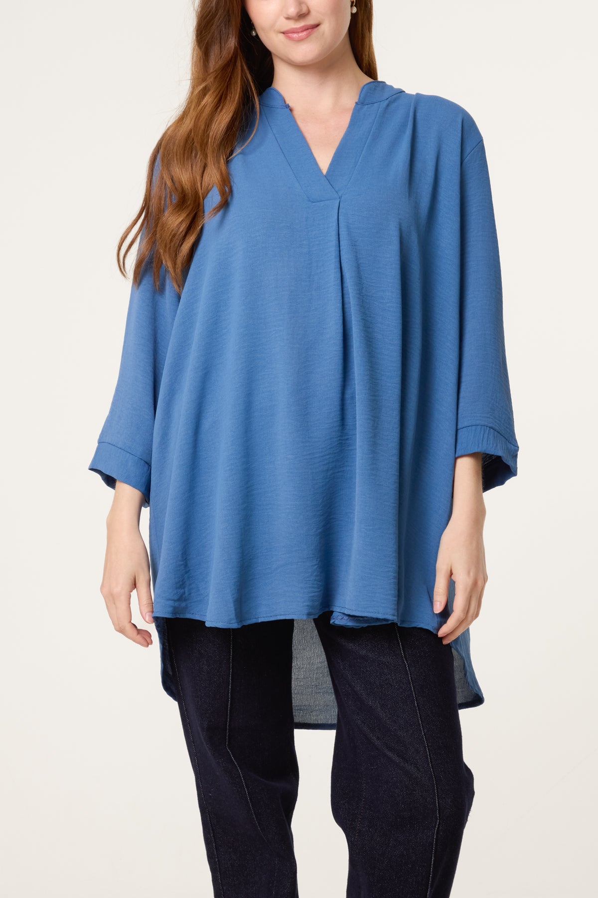 Grandad Collar 3/4 Sleeve Blouse