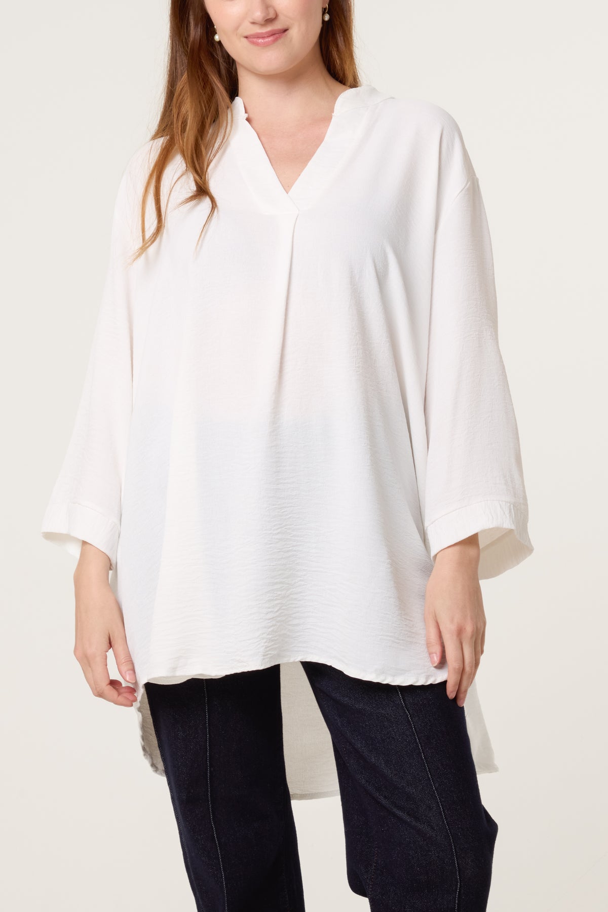 Grandad Collar 3/4 Sleeve Blouse