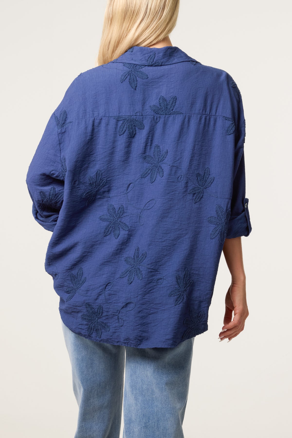 Embroidery Flowers Long Sleeve Shirt