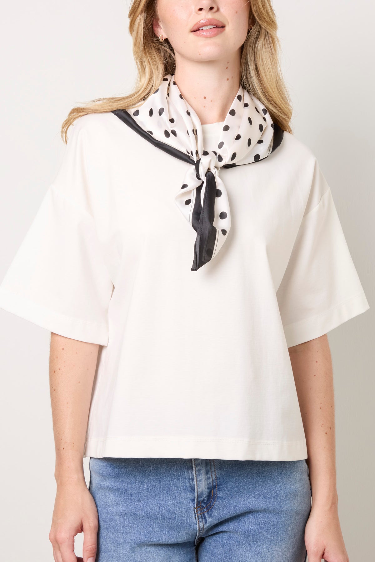 Small Polka Dot Satin Square Scarf