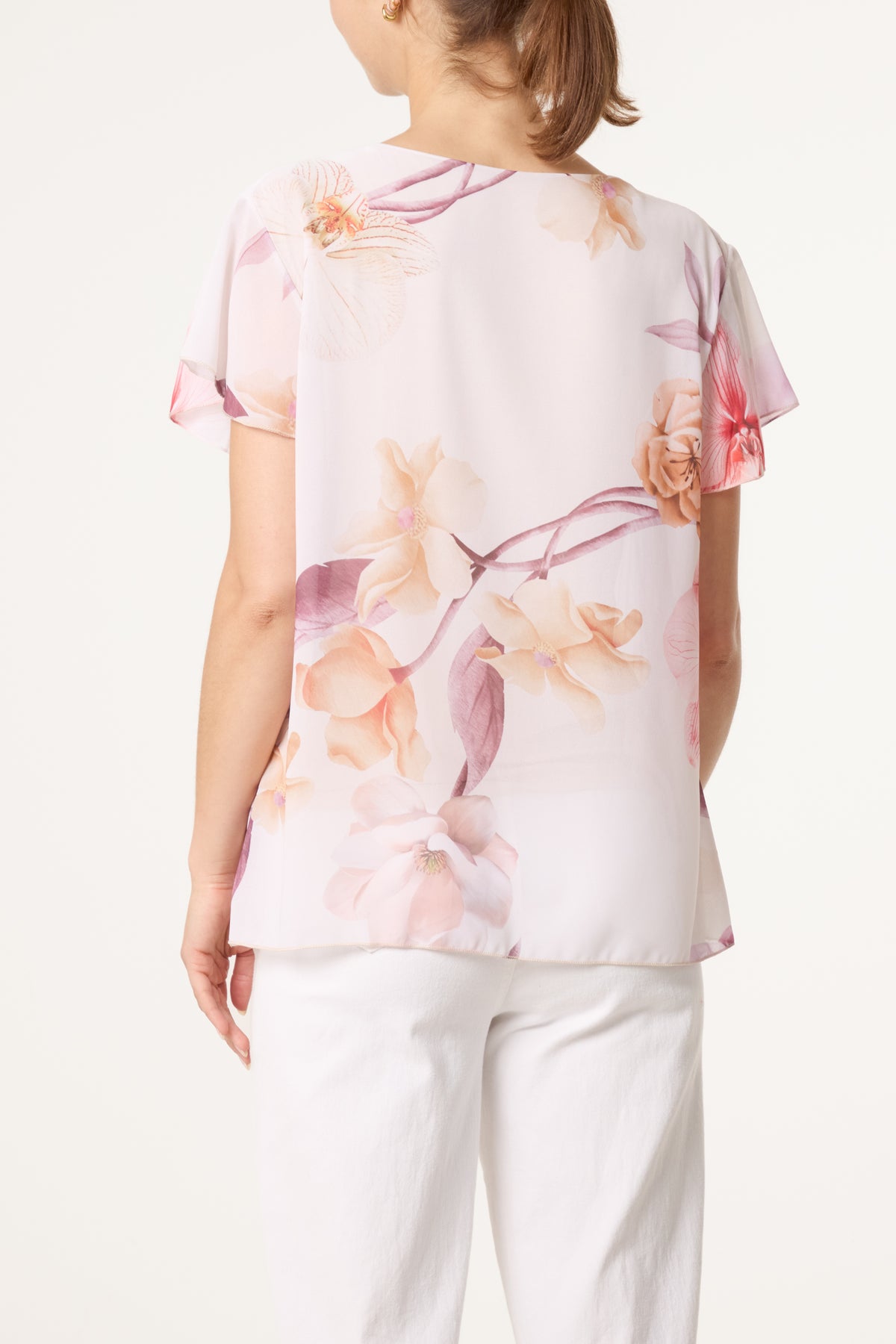 Floral Plisse Short Sleeve Blouse